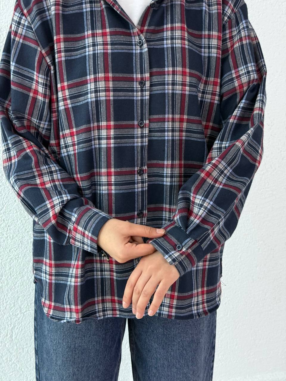 Ekose Gömlek 251049 - lacivert-bordo