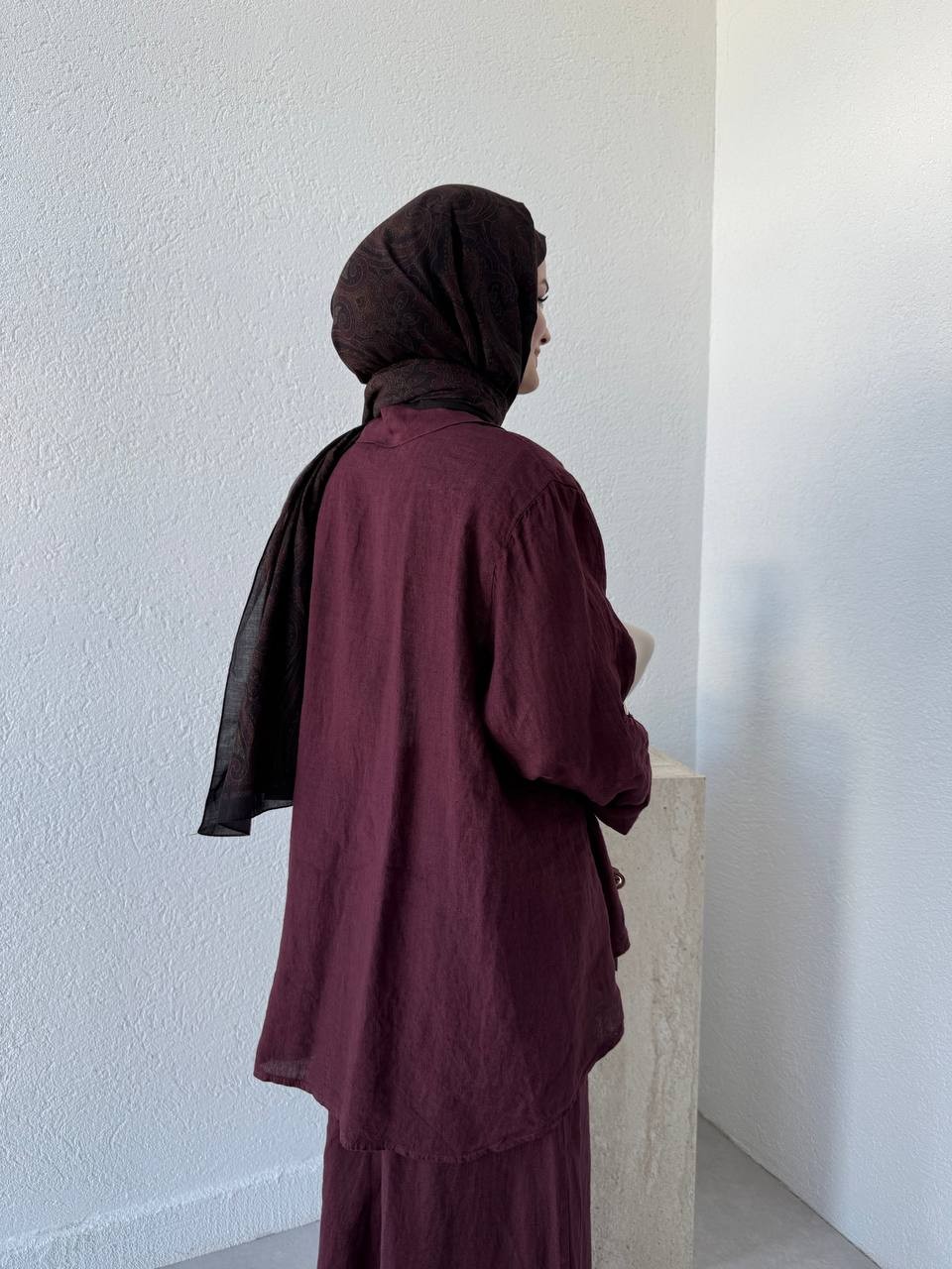 Keten Oversize Takım FLR - bordo