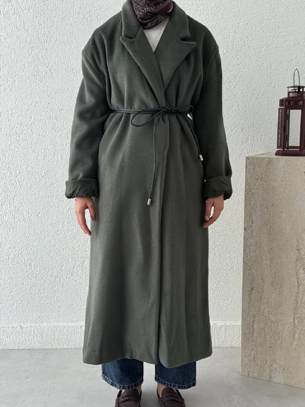 Deri Kemerli Oversize Kaban 1035