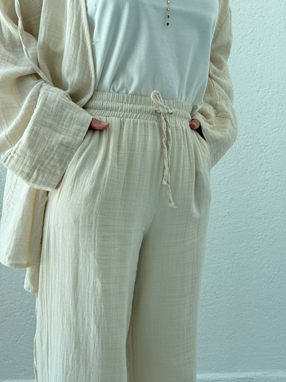 Müslin Kimono Takım 8754 - Taş