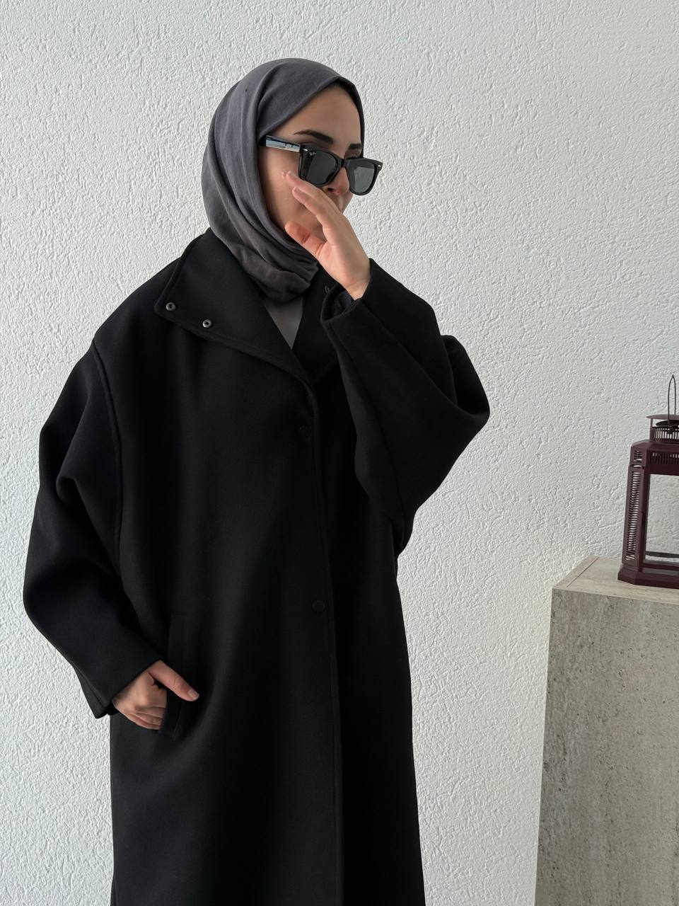 Çıtçıt Detaylı Oversize Kaban 1049 - Siyah