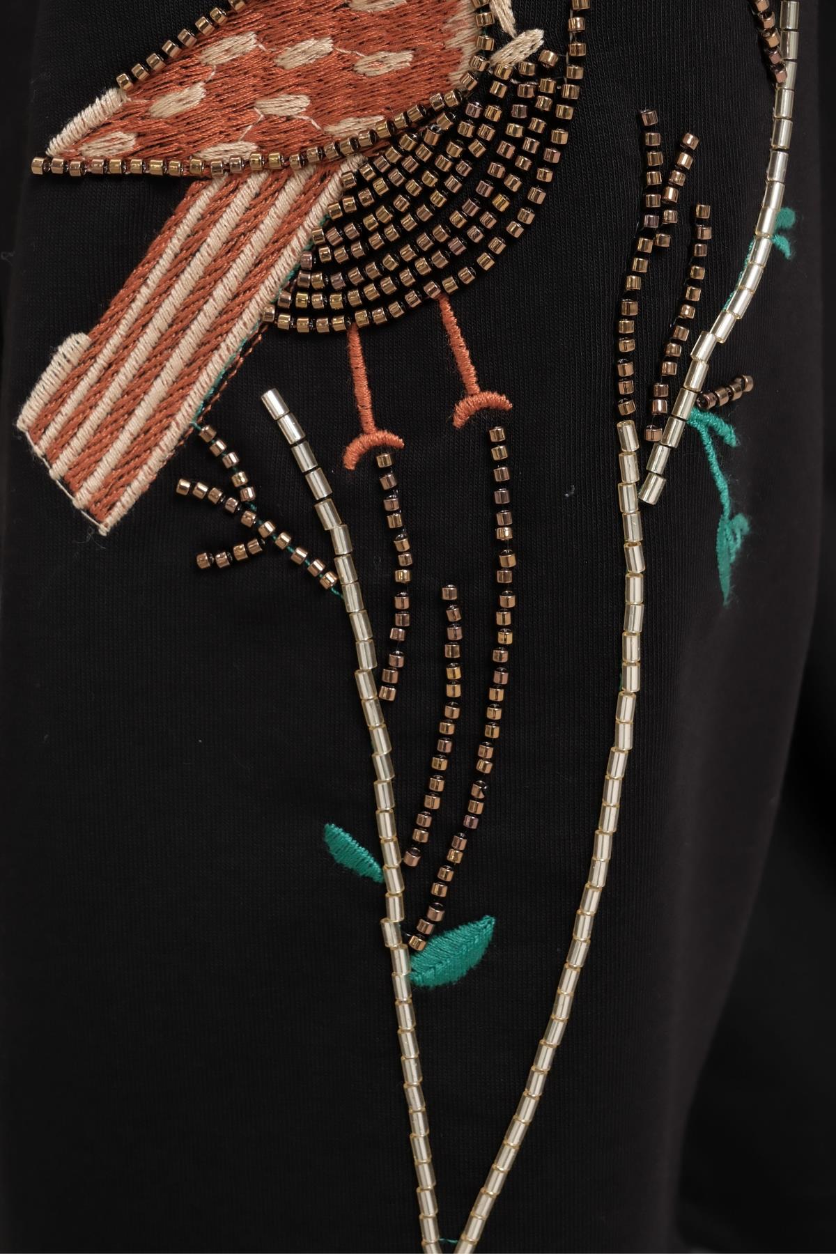 Kadın Büyük Beden Fermuarlı Siyah Eşofman Takımı - Siyah