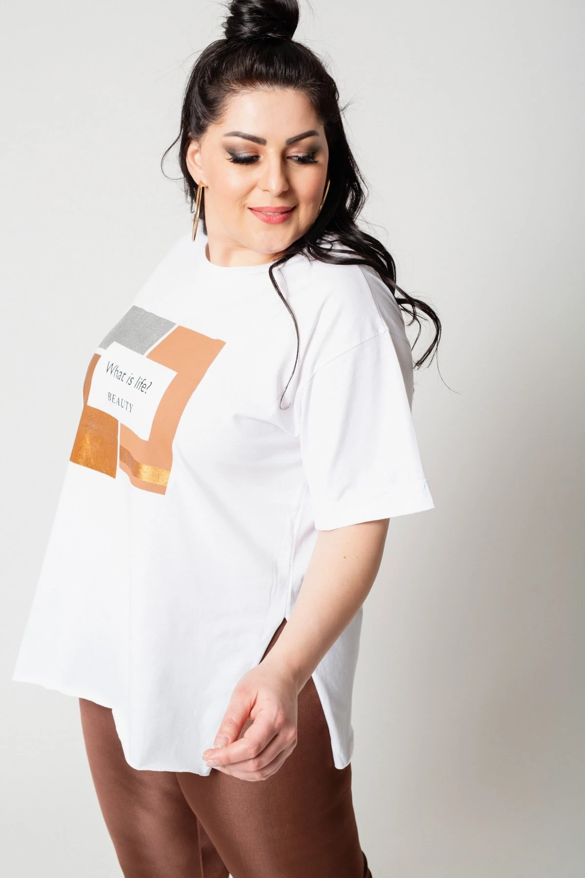 Kadın Büyük Beden Ve Baskı Detaylı T-Shirt