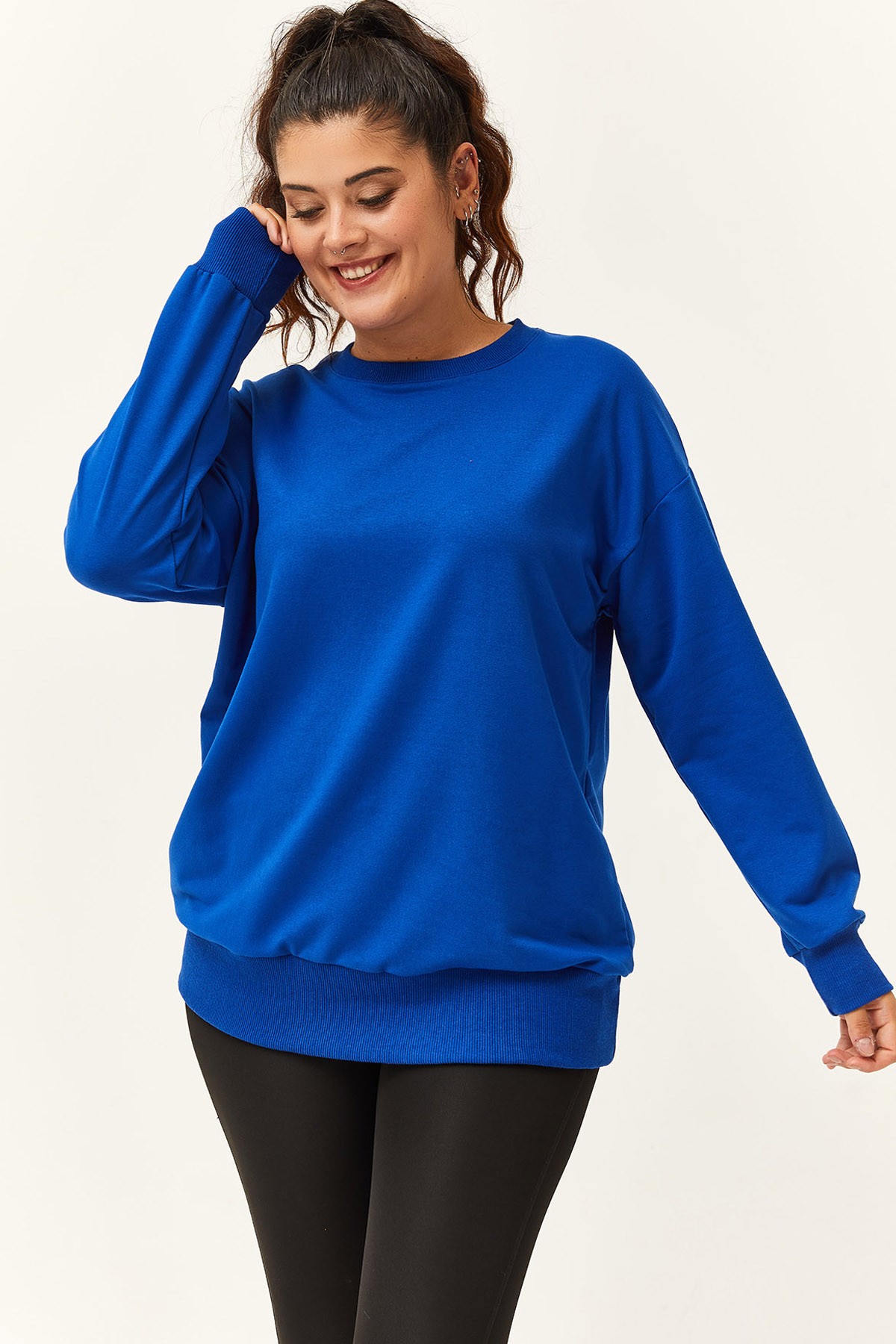 Kadın Büyük Beden Basic Sweatshirt