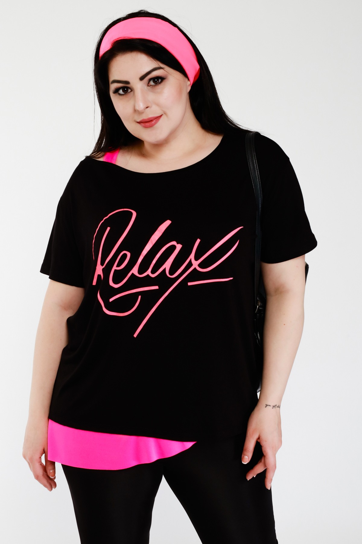 Kadın Büyük Beden Fosforlu Yazılı T-Shirt