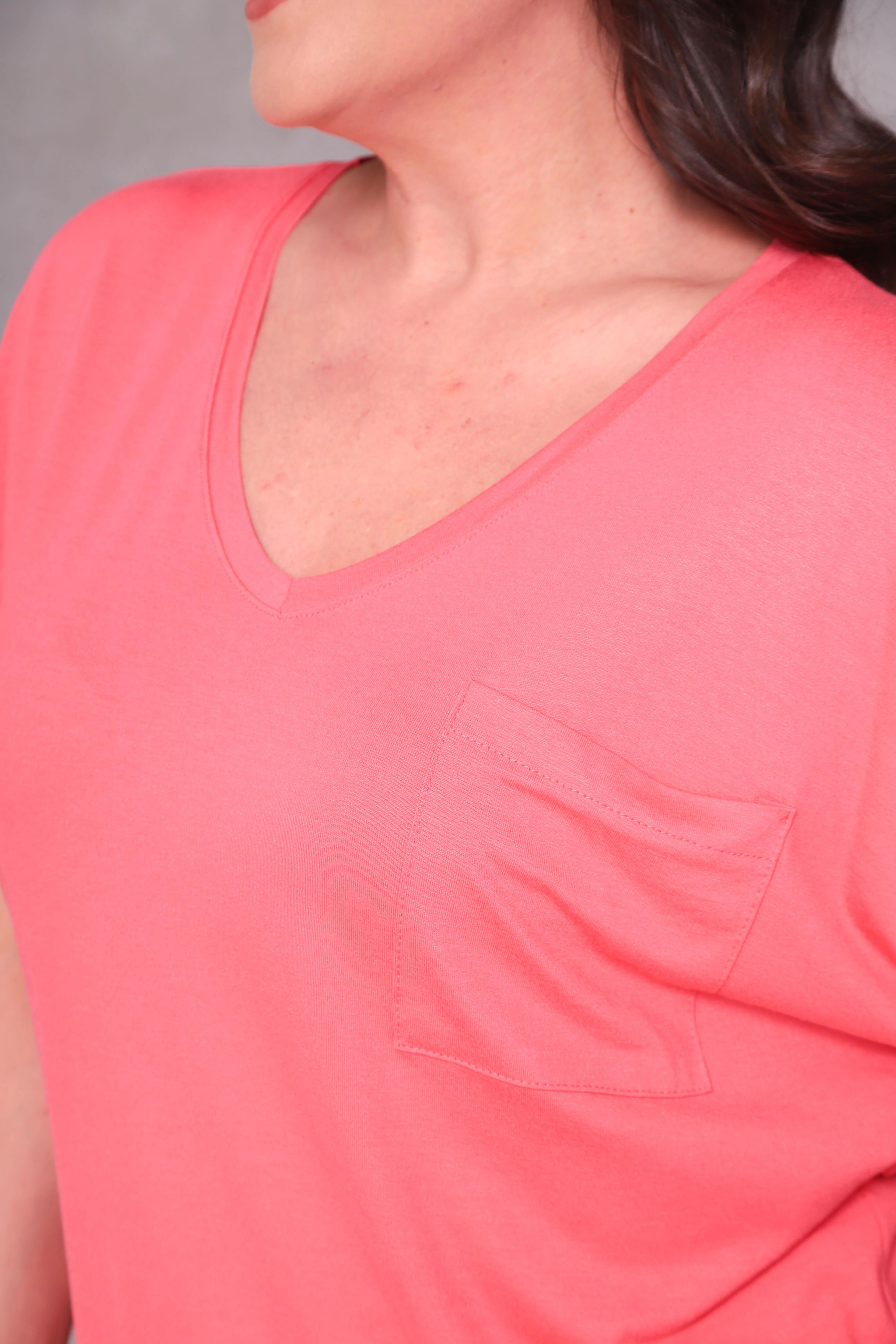 Kadın Büyük Beden Tek Cep Detay Basic Tişört