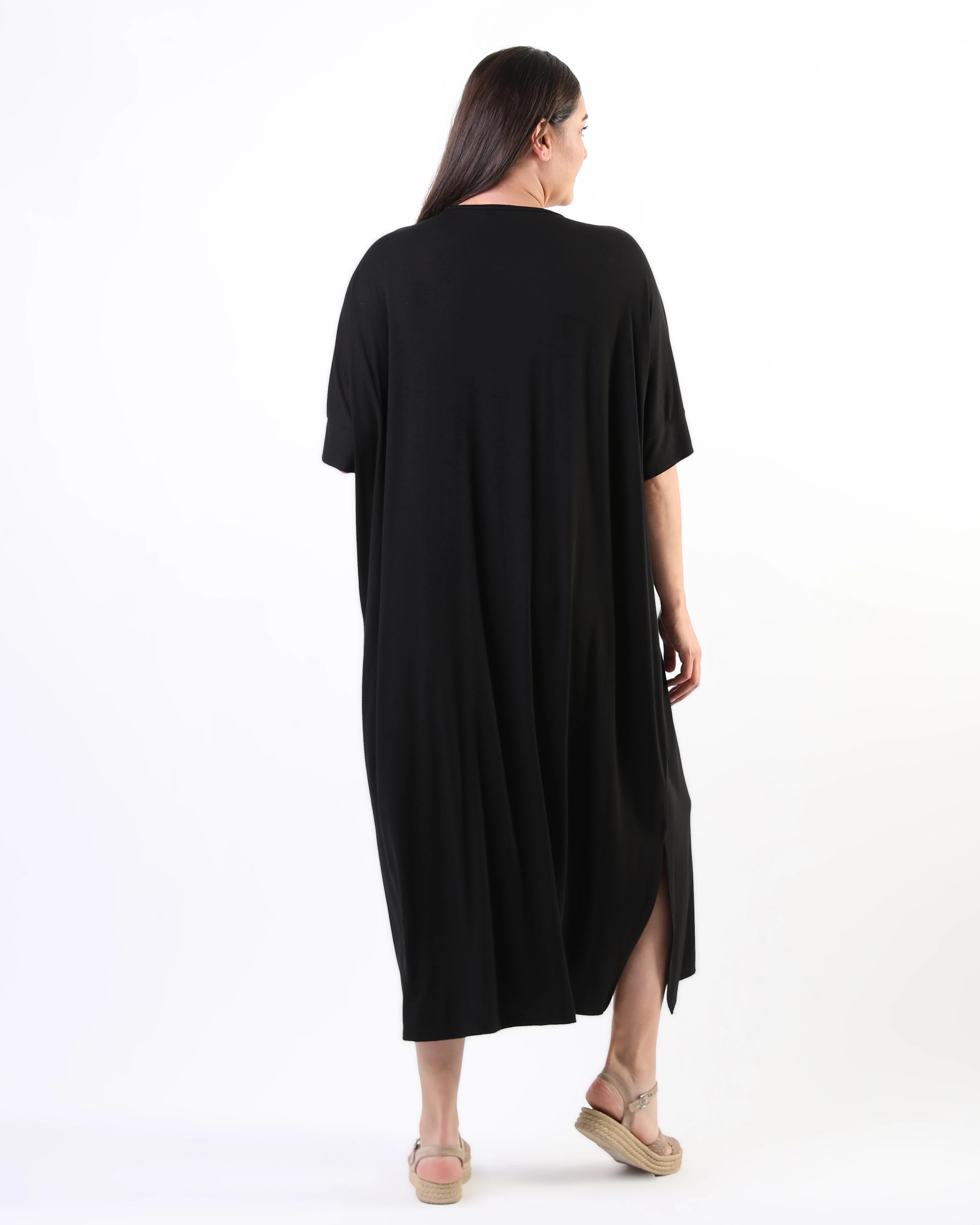 Kadın Büyük Beden Ekstra Rahat Kalıp Yıldız Baskılı Elbise