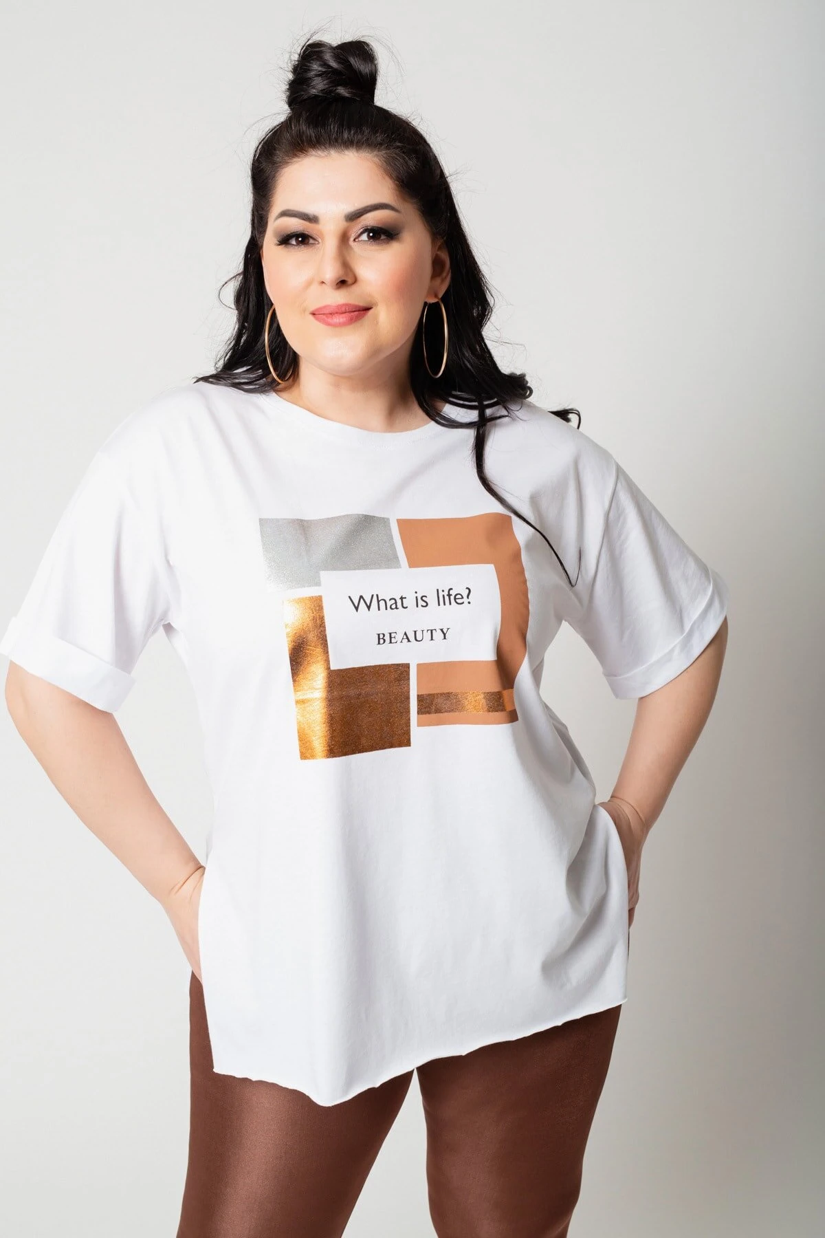 Kadın Büyük Beden Ve Baskı Detaylı T-Shirt