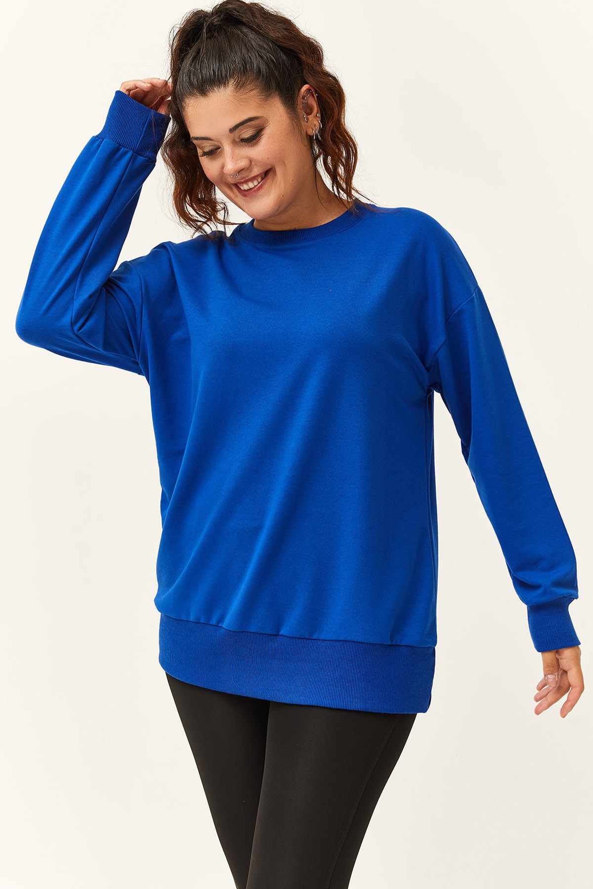 Kadın Büyük Beden Basic Sweatshirt