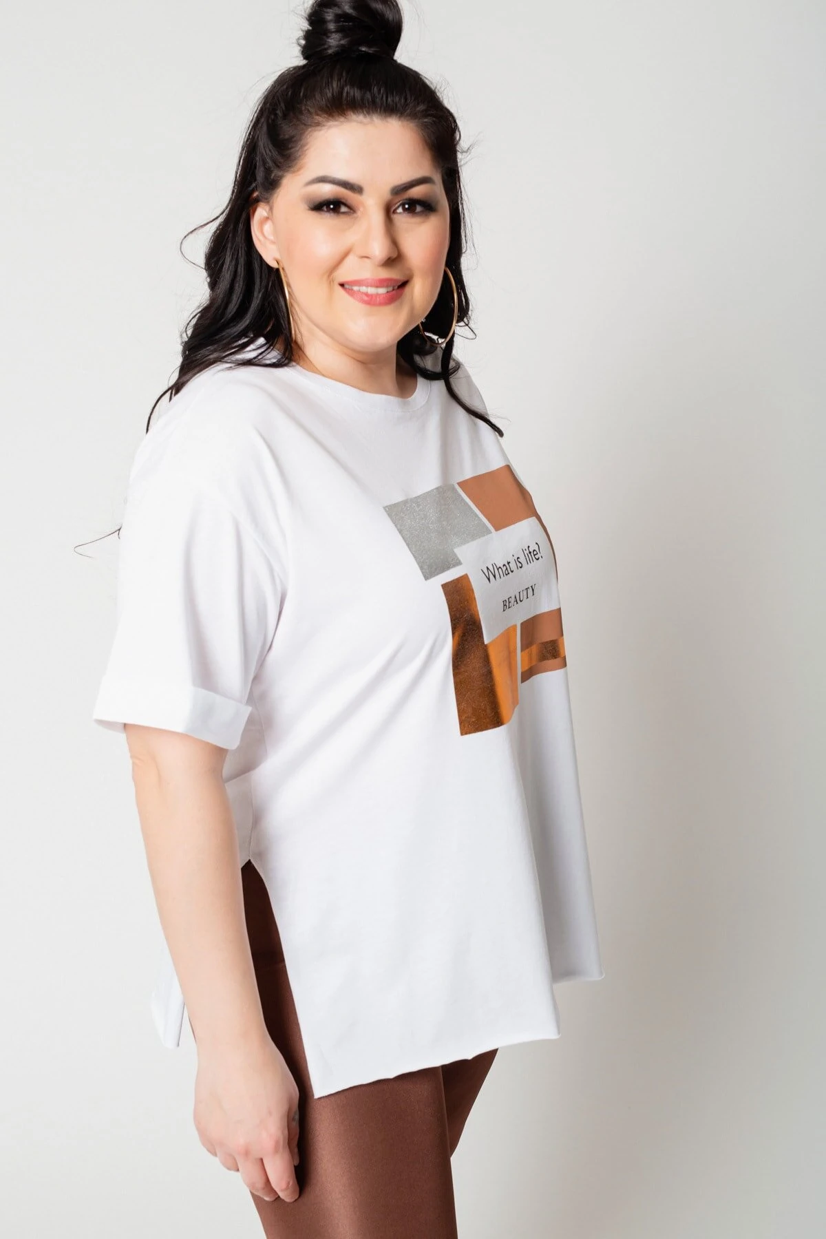 Kadın Büyük Beden Ve Baskı Detaylı T-Shirt