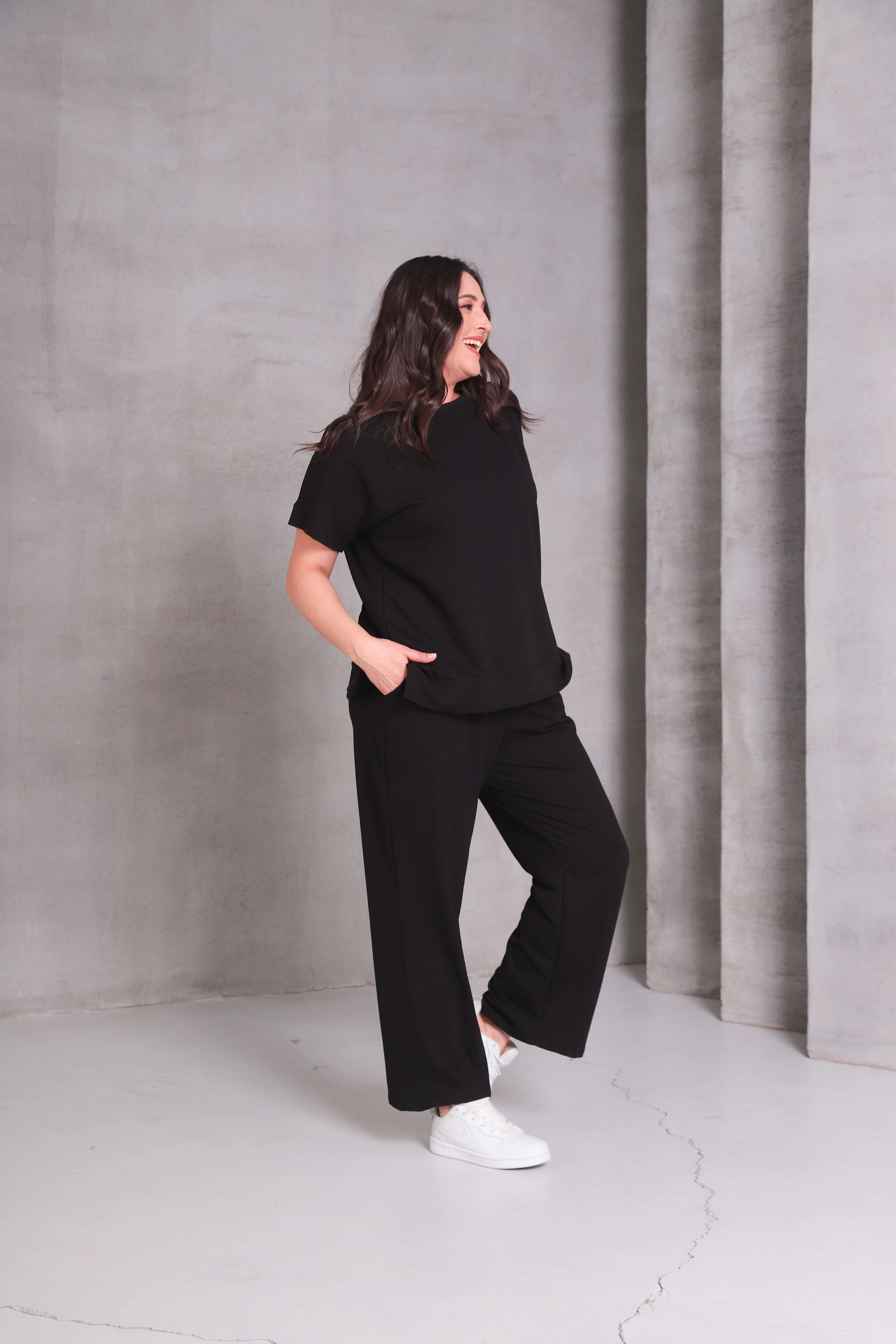 Kadın Büyük Beden Yazlık Eşofman Takımı - Siyah