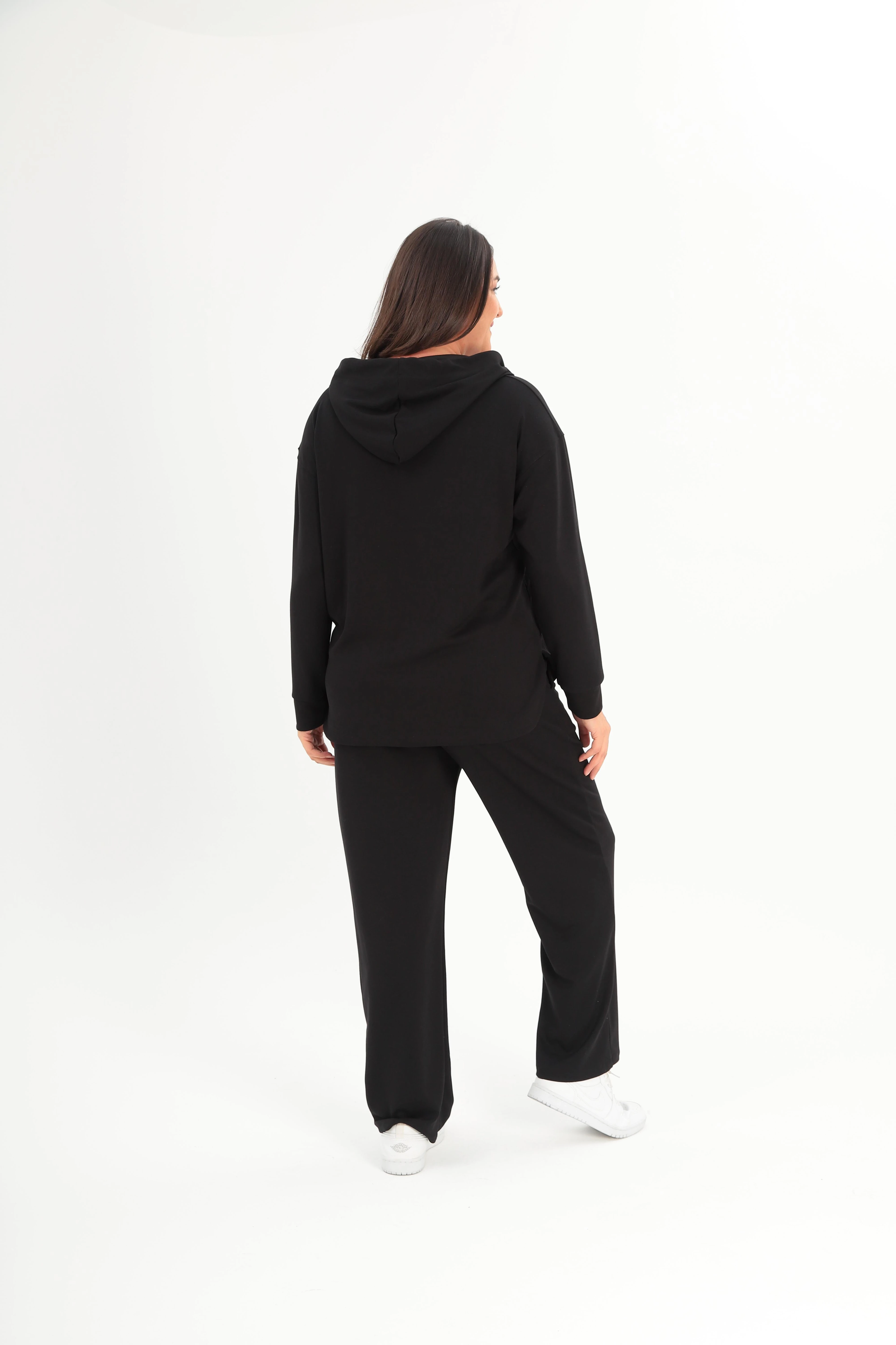 Ebsumu Kadın Büyük Beden Fermuarlı Rahat Ve Şık Tasarım Pamuklu Eşofman Takımı