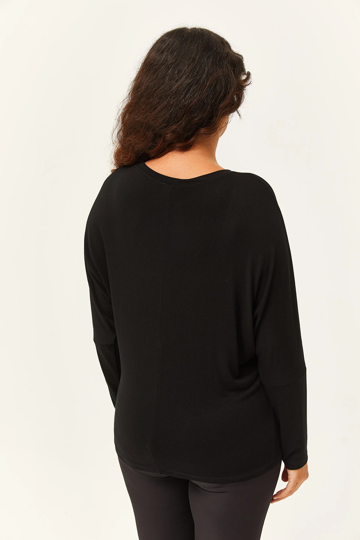 Kadın Büyük Beden Yaka Gri Taş İşlemeli Bluz - Siyah