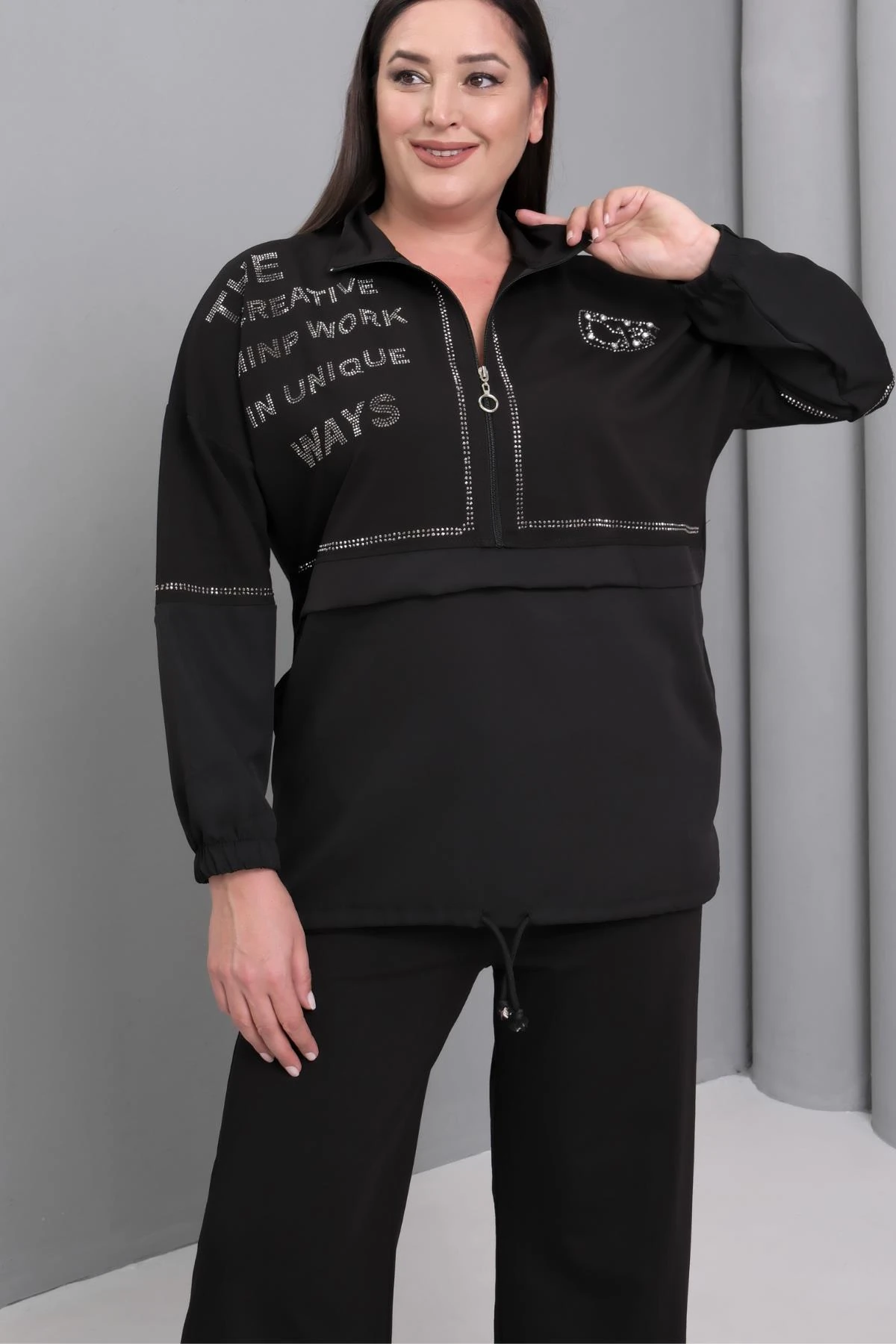 Kadın Büyük Beden Yarım Balıkçı Yaka Eşofman Takımı