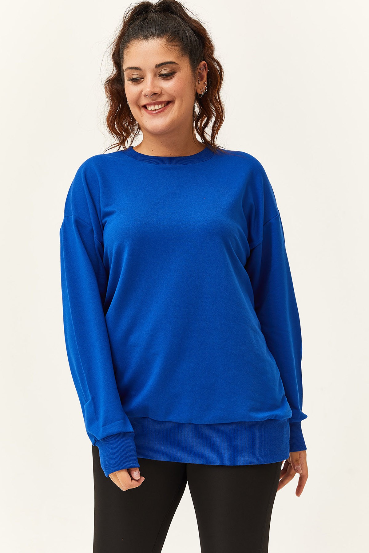 Kadın Büyük Beden Basic Sweatshirt