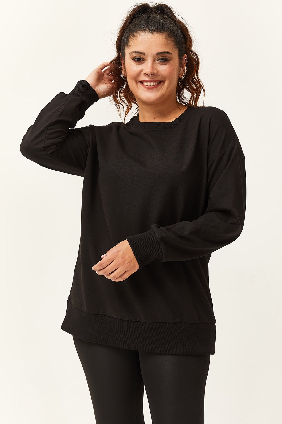 Kadın Büyük Beden Basic Sweatshirt