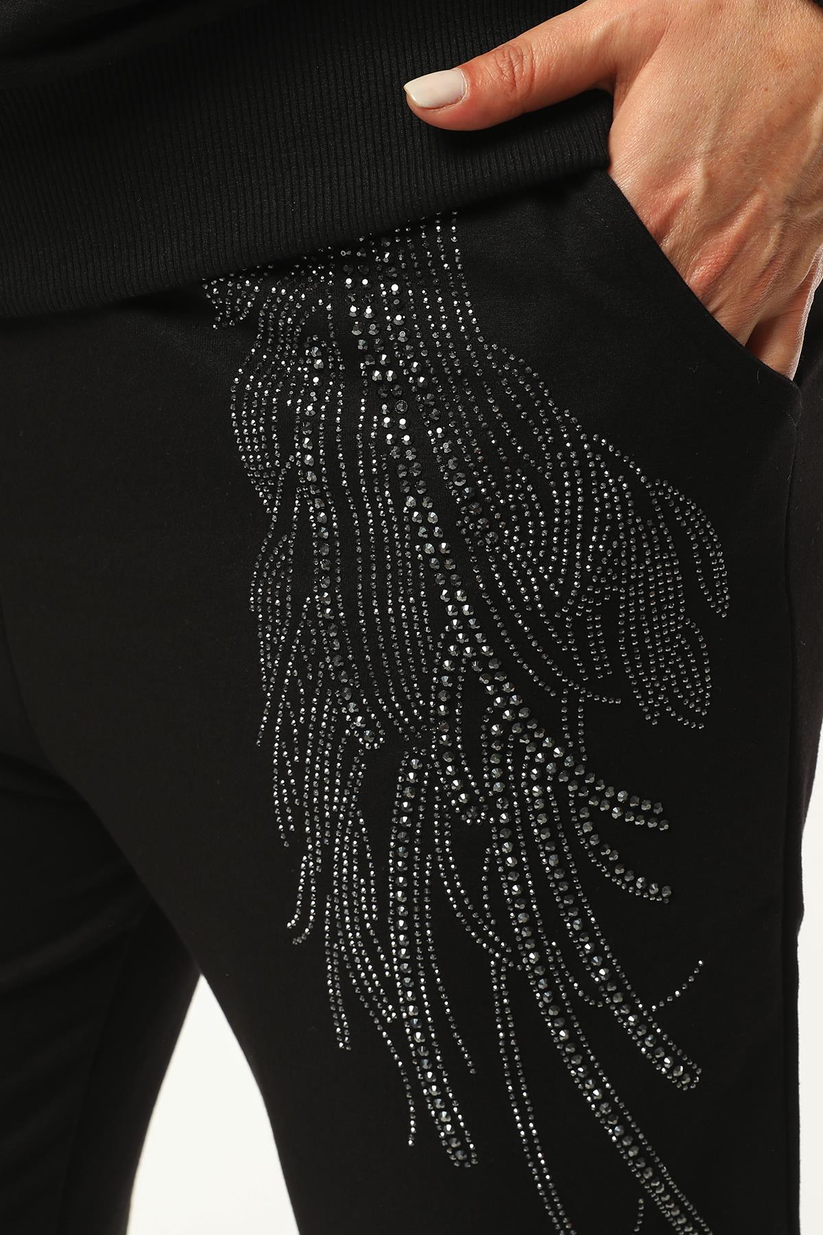 Kadın Büyük Beden Doğal Taş Baskılı Eşofman Takımı