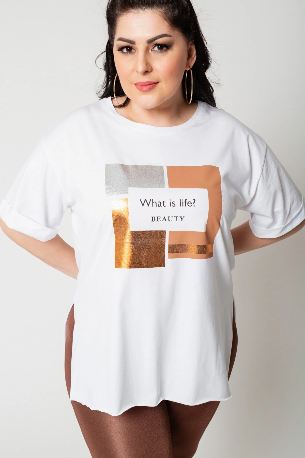 Kadın Büyük Beden Ve Baskı Detaylı T-Shirt