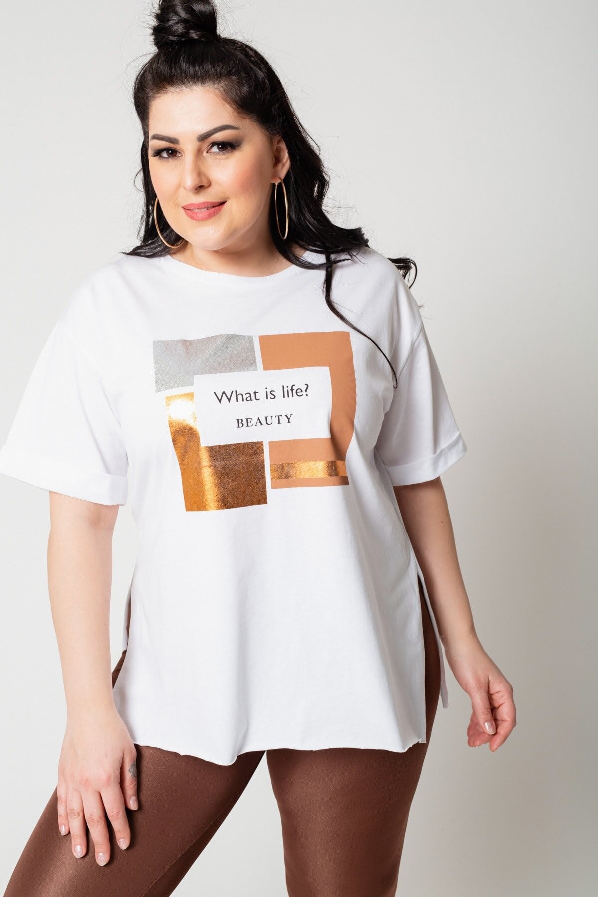 Kadın Büyük Beden Ve Baskı Detaylı T-Shirt