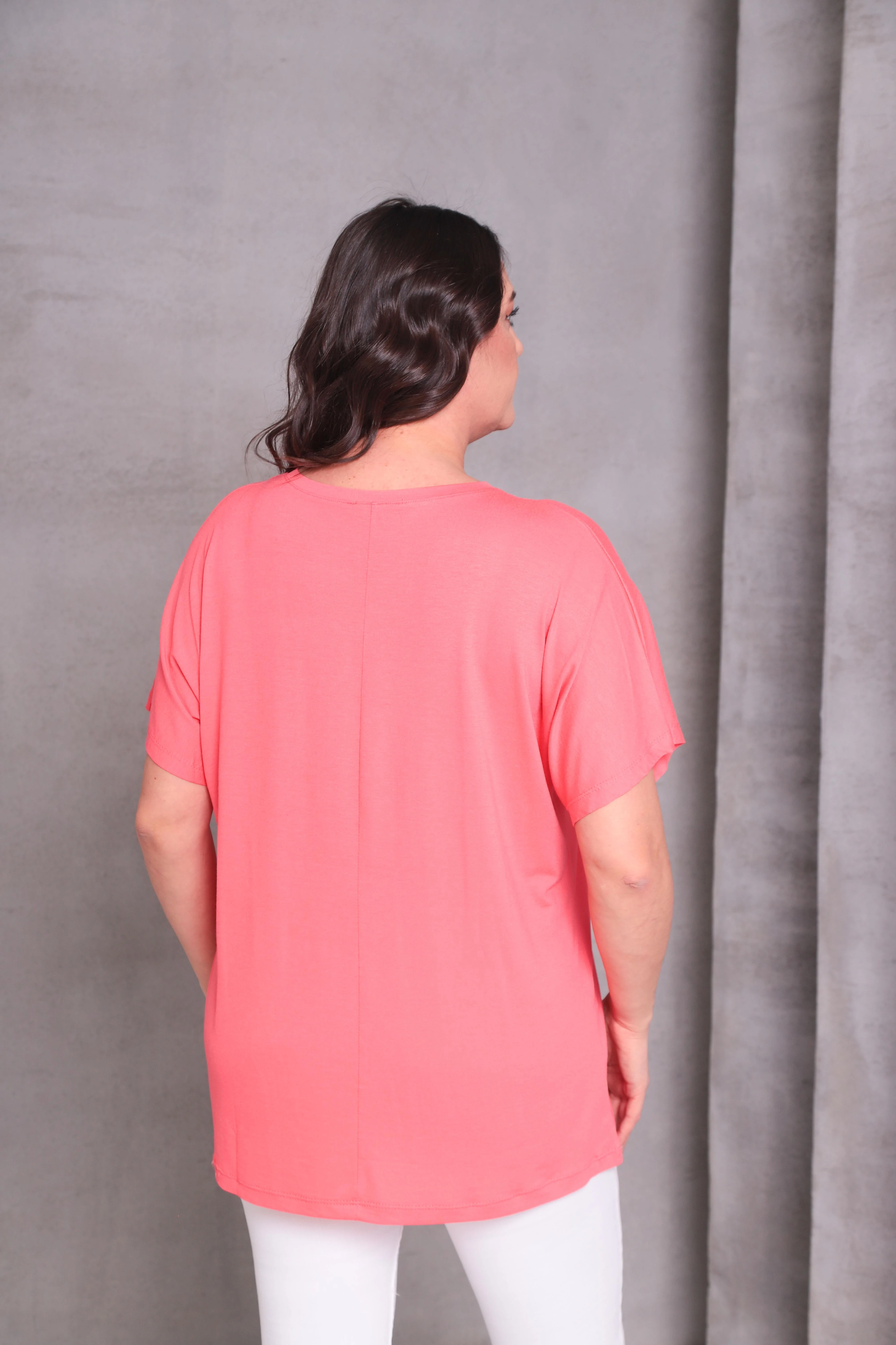 Kadın Büyük Beden Tek Cep Detay Basic Tişört