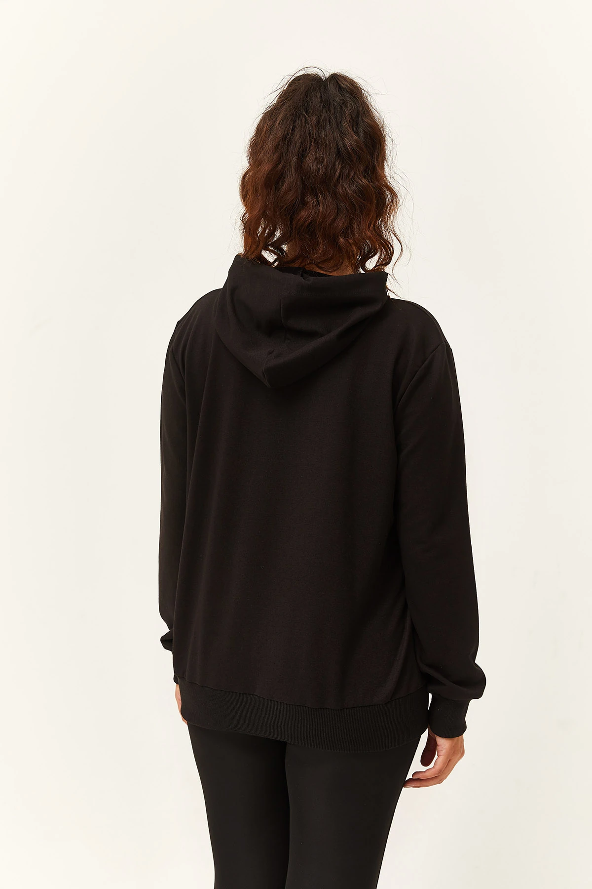 Kadın Büyük Beden Couture Yazılı Sweatshirt - Siyah