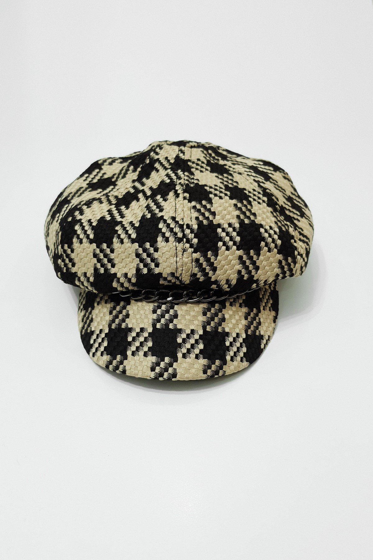 Kadın Ekose Baretta Şapka - Kahverengi