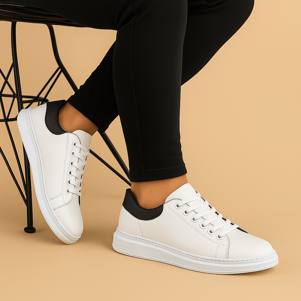 Bonjey Erkek Beyaz Günlük Sneaker – Siyah Detaylı Şık ve Rahat Spor Ayakkabı"