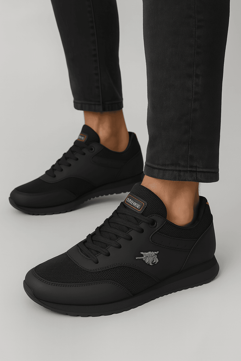 Bonjey Siyah Erkek Sneaker Ayakkabı – File Detaylı, Hafif Taban, Günlük Spor Stil