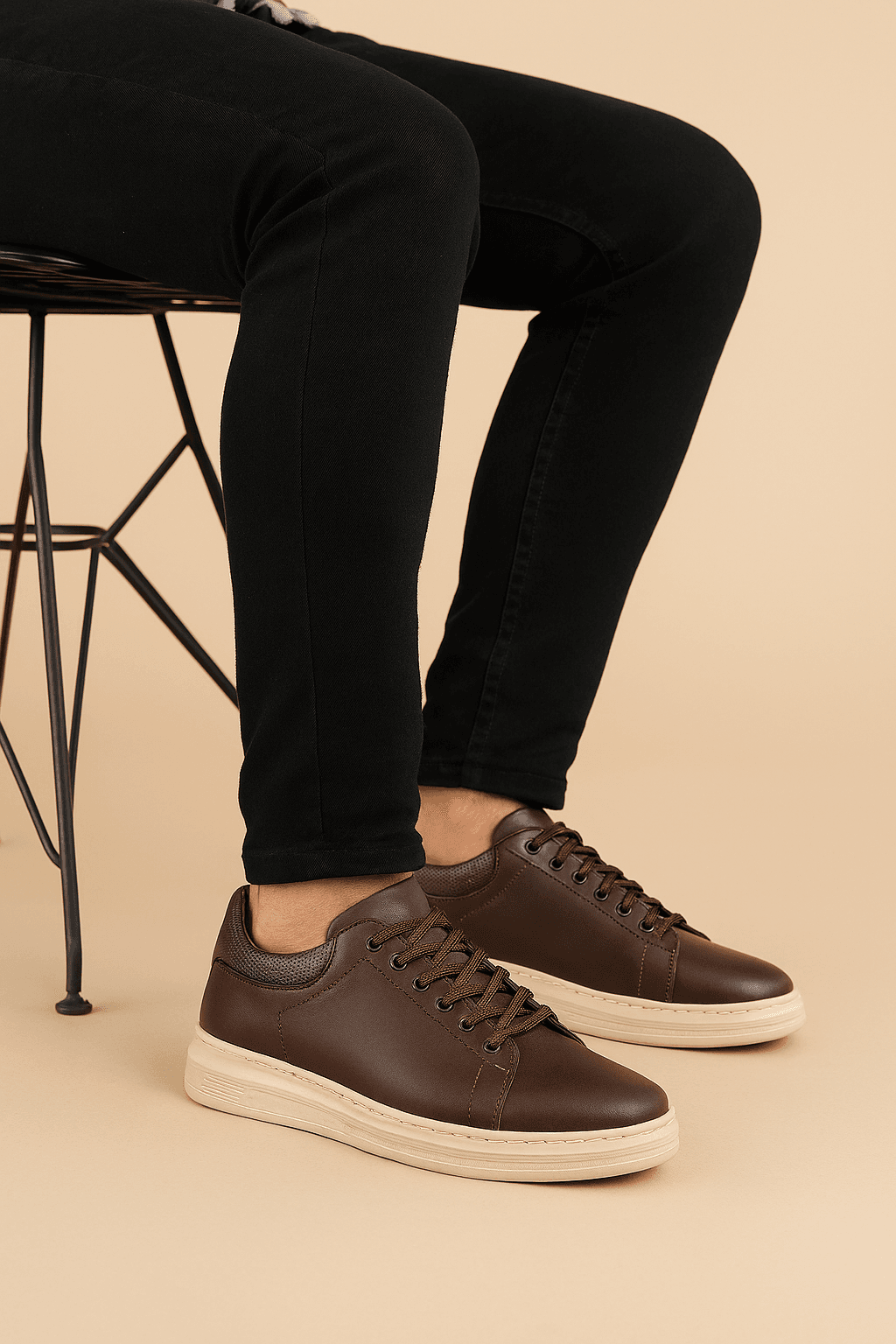 Bonjey Erkek Kahverengi Suni Deri Günlük Sneaker – Rahat Taban, Modern Tasarım, Şık Spor Ayakkabı