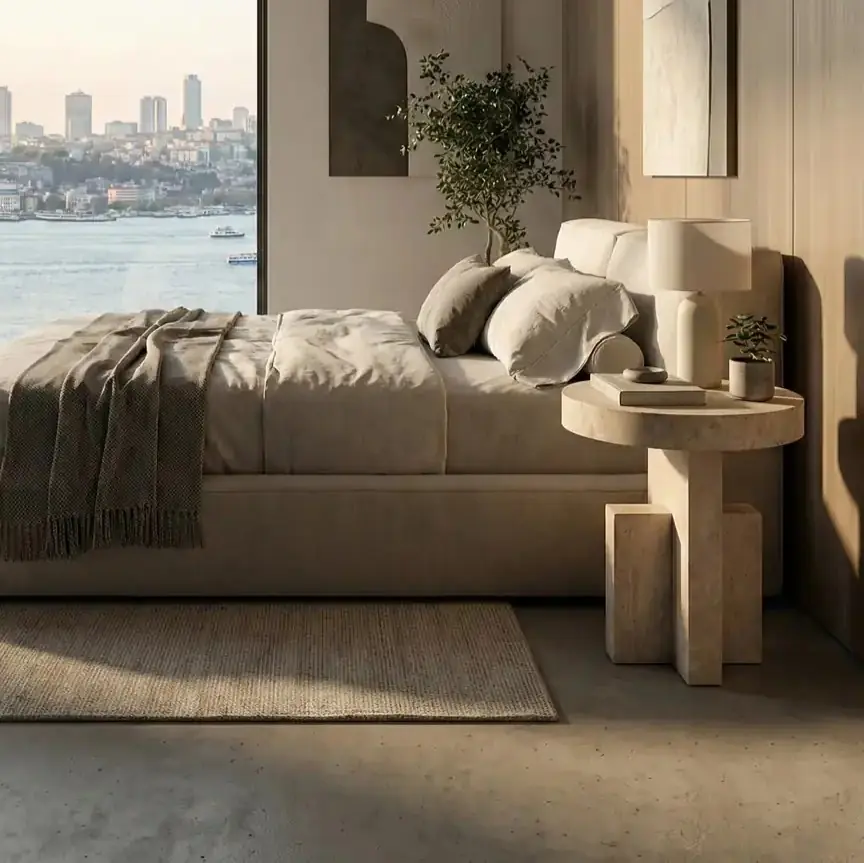 Luna Traverten Yan Sehpa — başlangıç fiyatlı traverten yan sehpa modeli