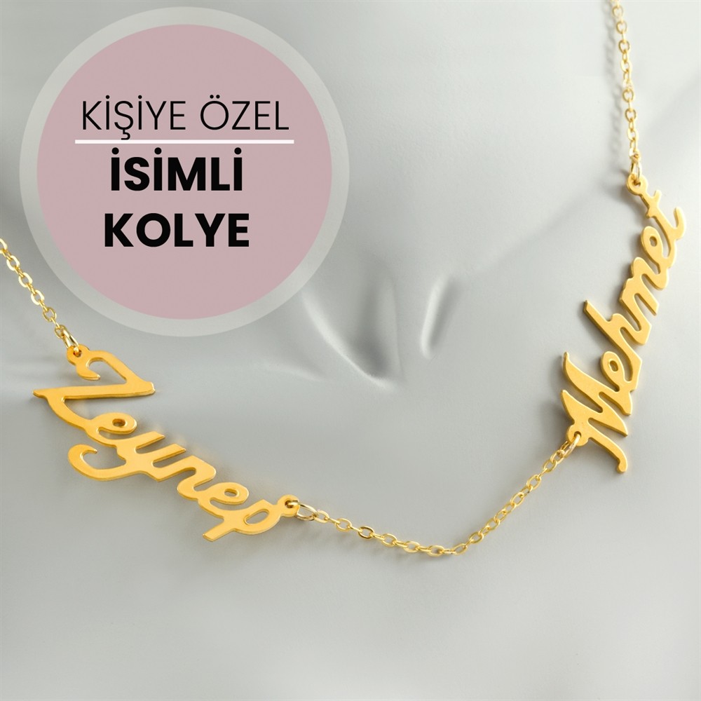 Kişiye Özel Çift İsim Yazılı Kolye (Kutusuyla Beraber)