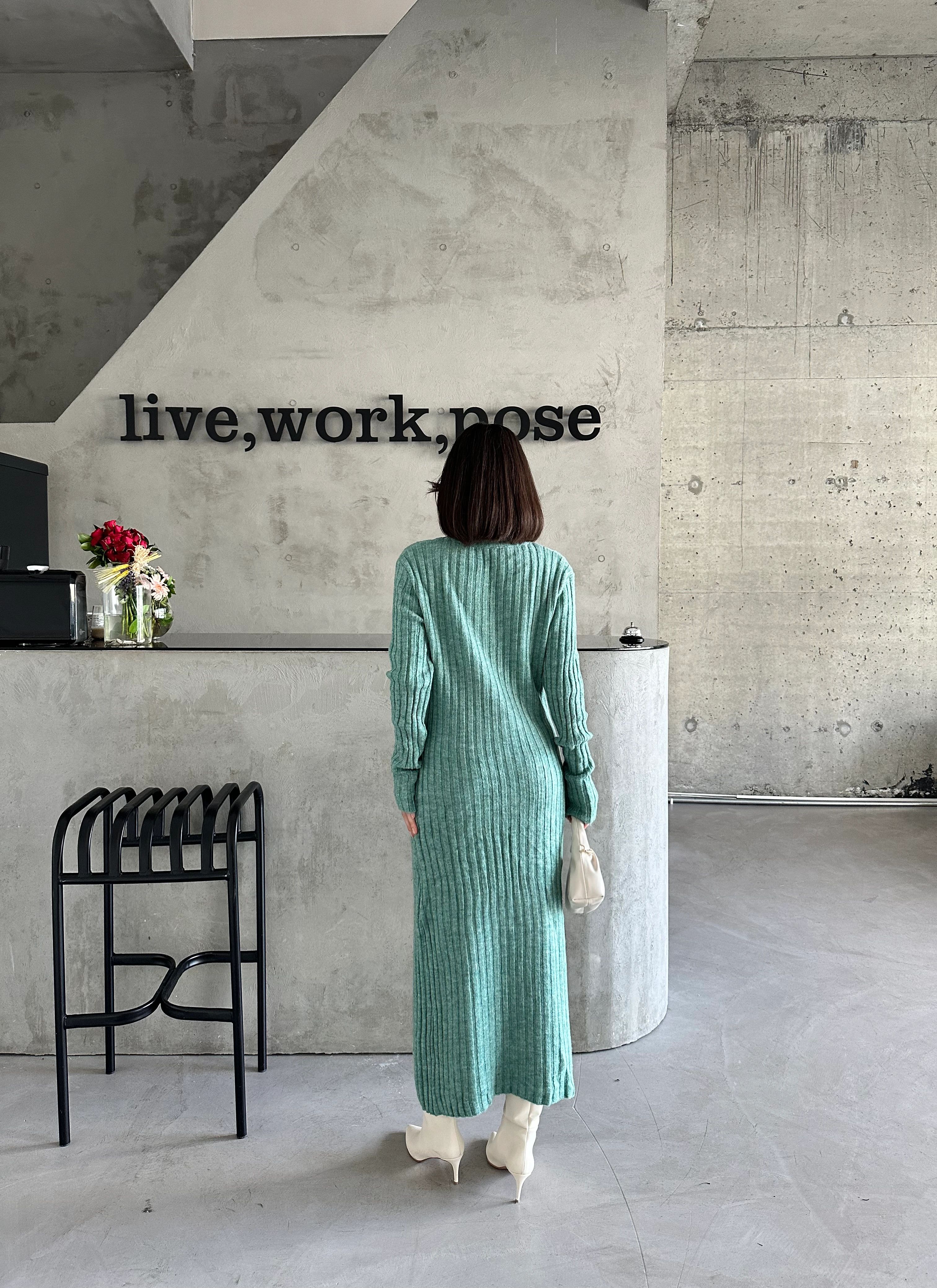 ŞARDONLU ÇİFT DESEN ELBİSE - Mint