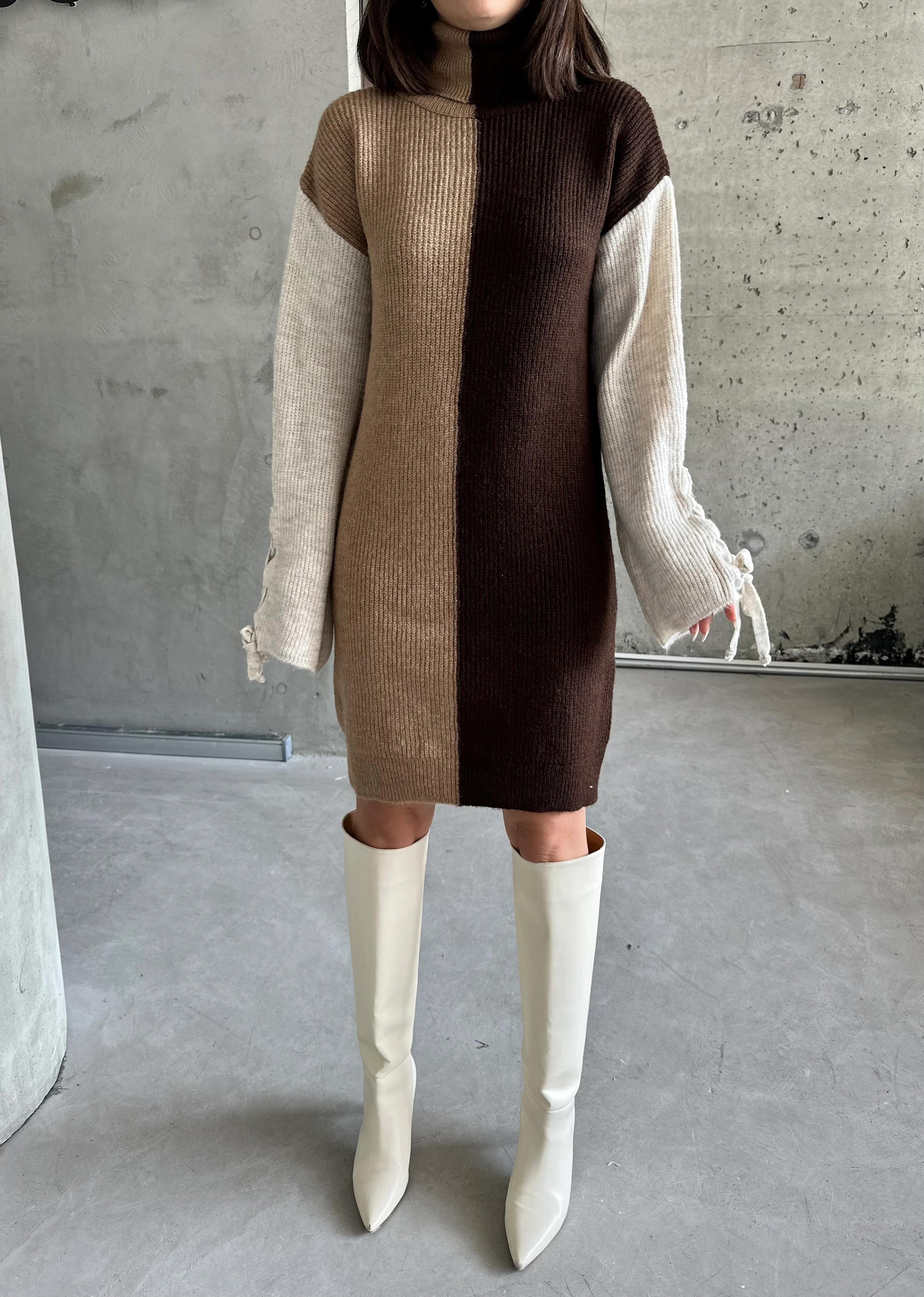 ÇİFT RENK ŞARDONLU ELBİSE