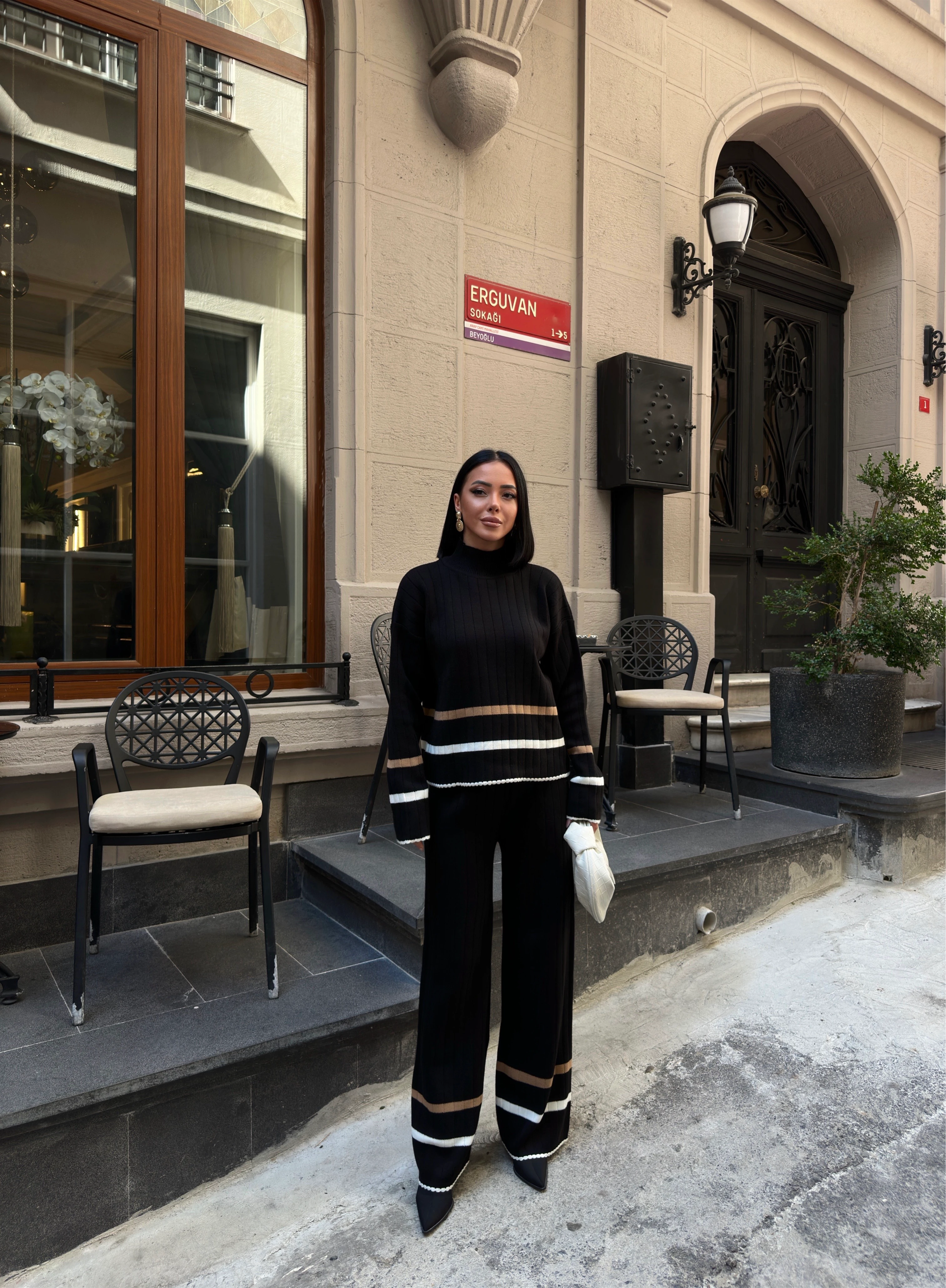 FİTİLLİ ÇİZGİLİ TAKIM - Siyah