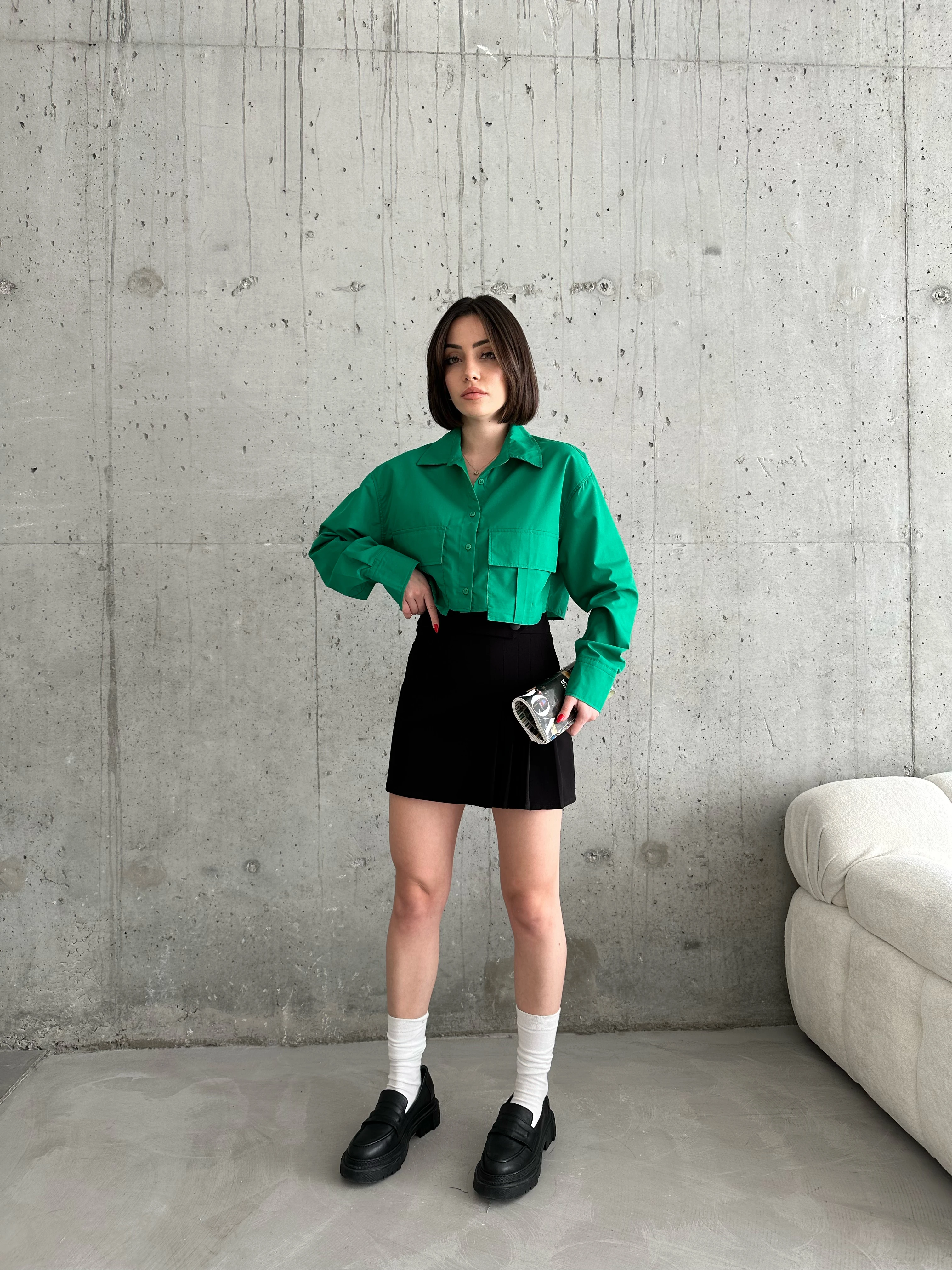 CROP KÖRÜK CEP GÖMLEK