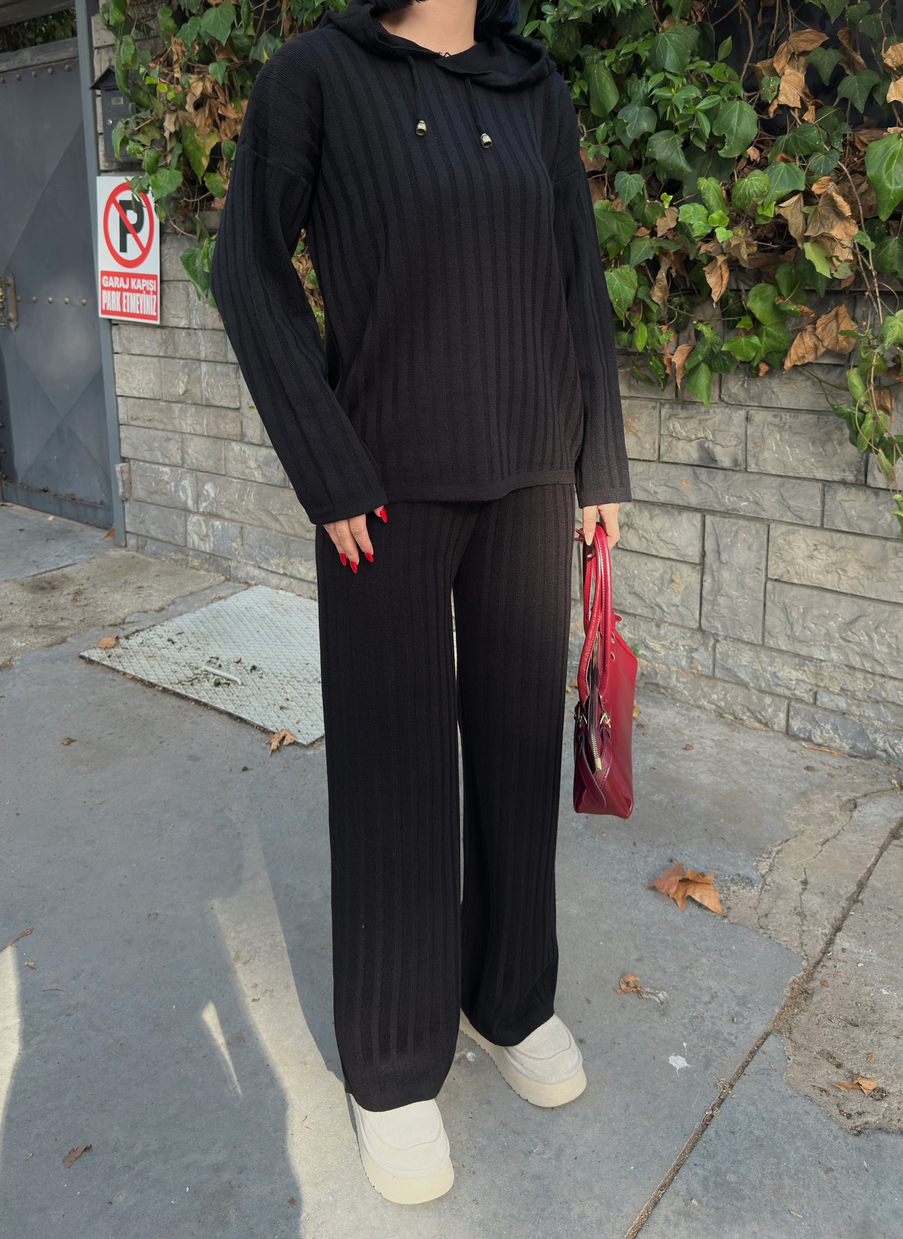 ŞERİT DEAY KAPŞONLU TAKIM - Siyah