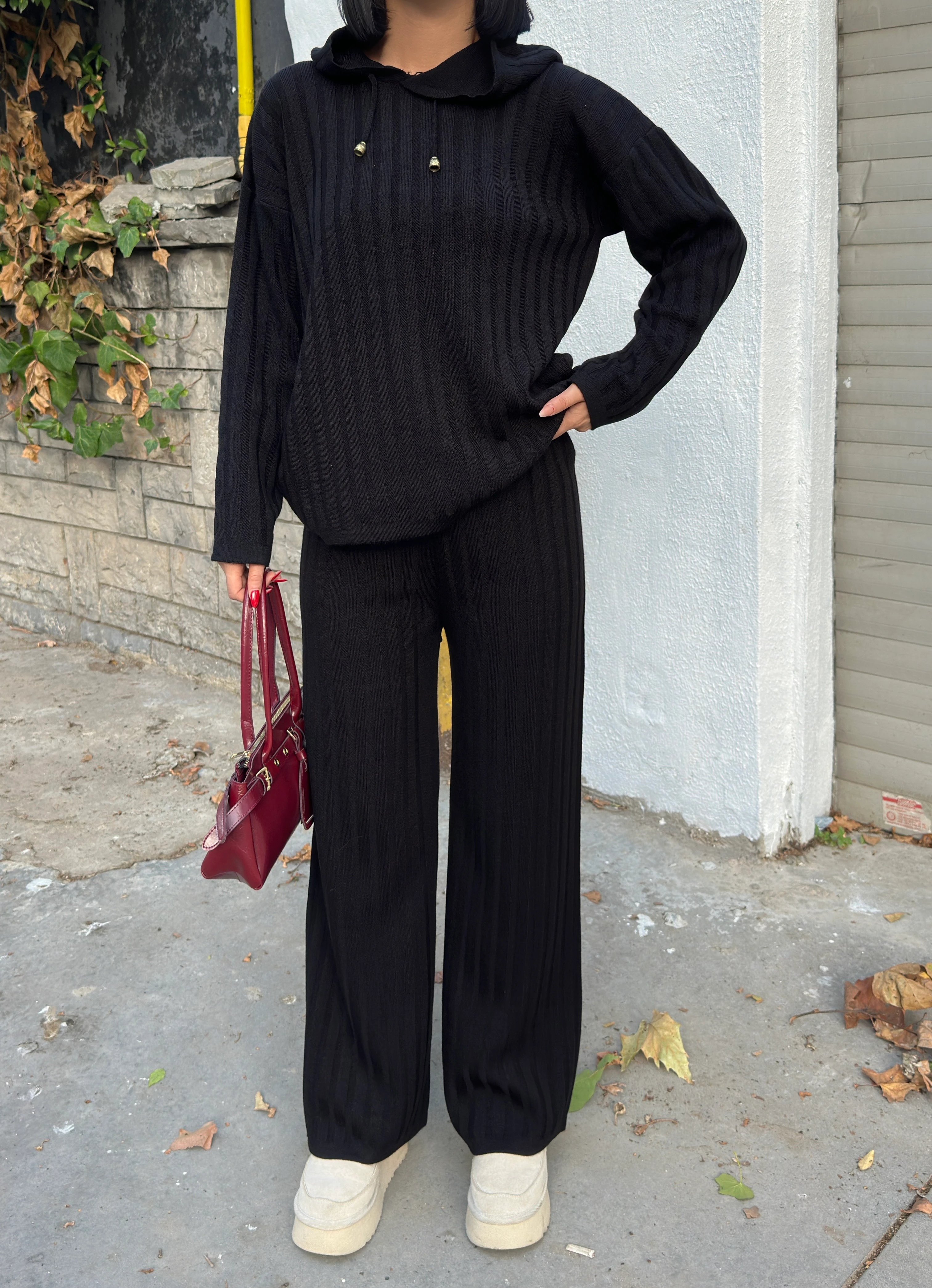 ŞERİT DEAY KAPŞONLU TAKIM - Siyah