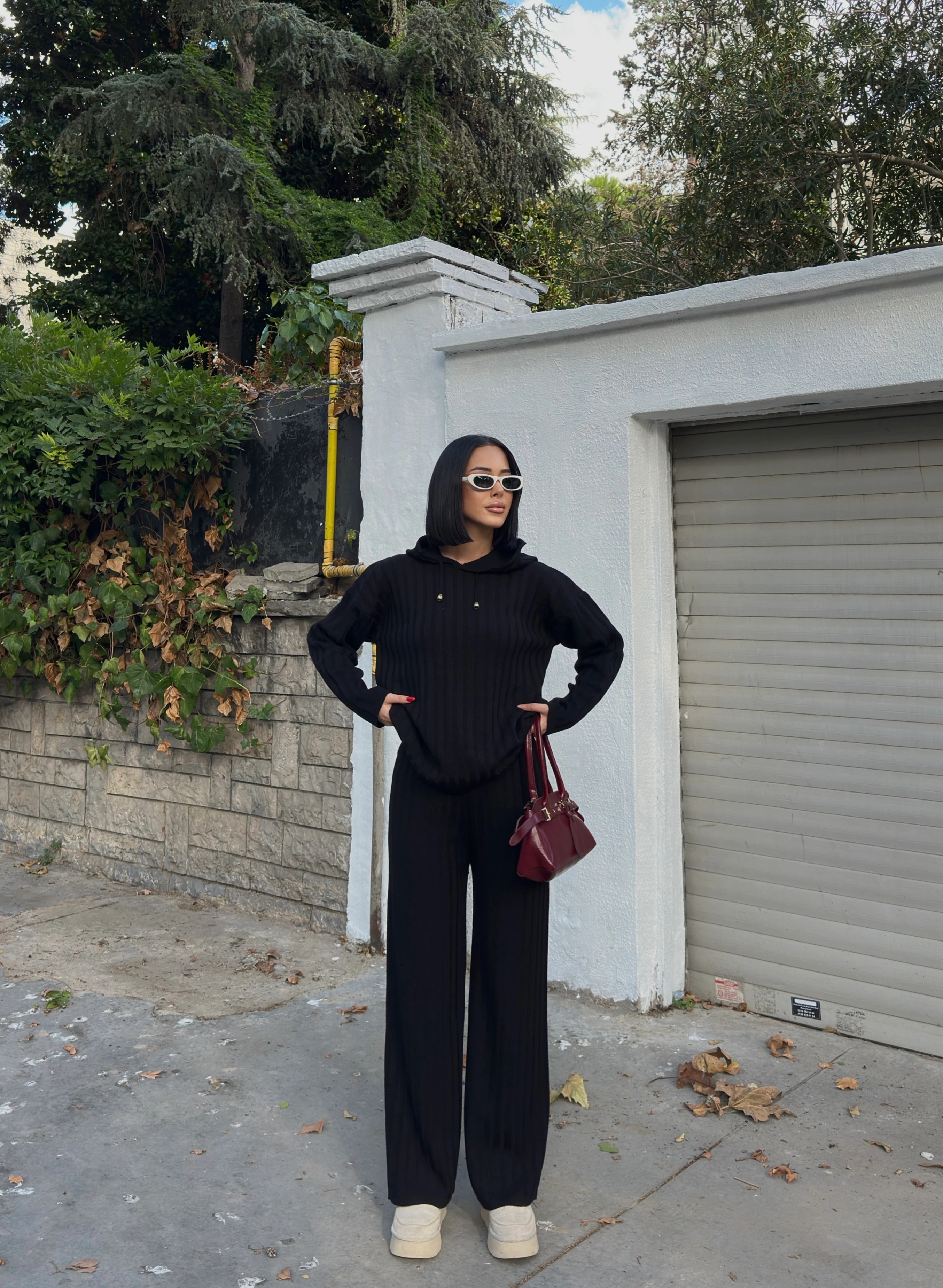 ŞERİT DEAY KAPŞONLU TAKIM - Siyah