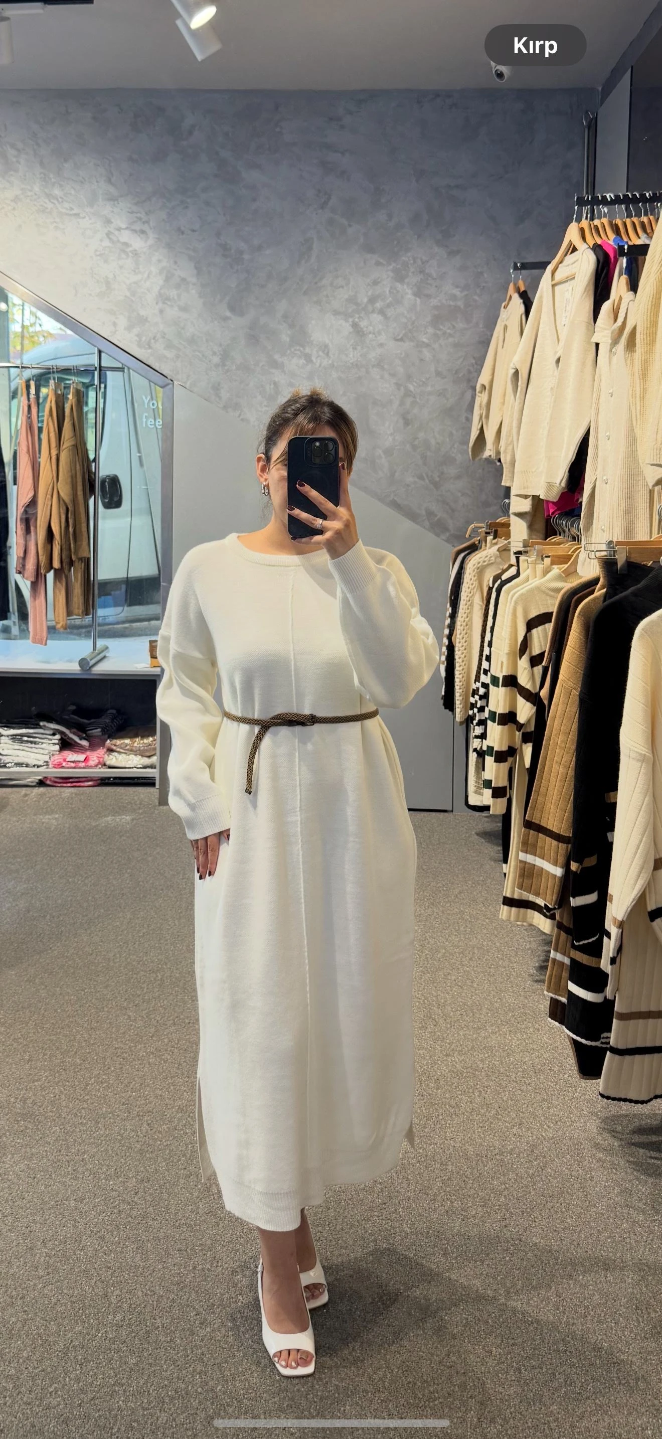 ÖRGÜ DİKİŞLİ ELBİSE - Kemik