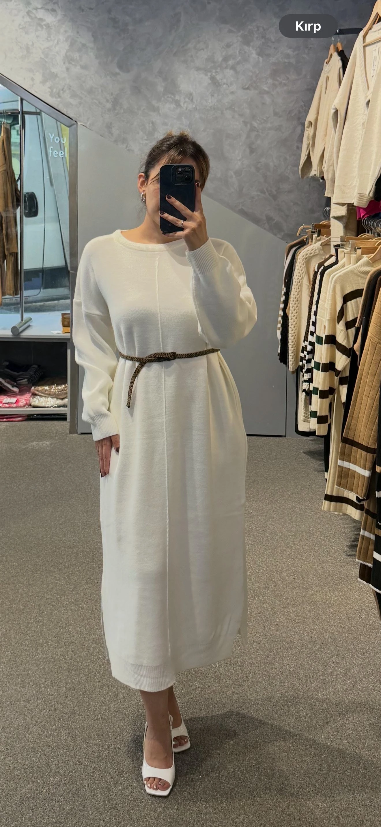 ÖRGÜ DİKİŞLİ ELBİSE - Kemik