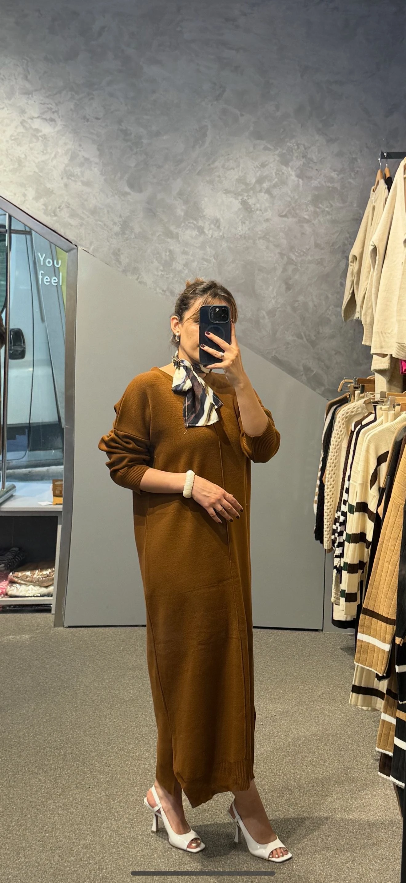 ÖRGÜ DİKİŞLİ ELBİSE - Tütün