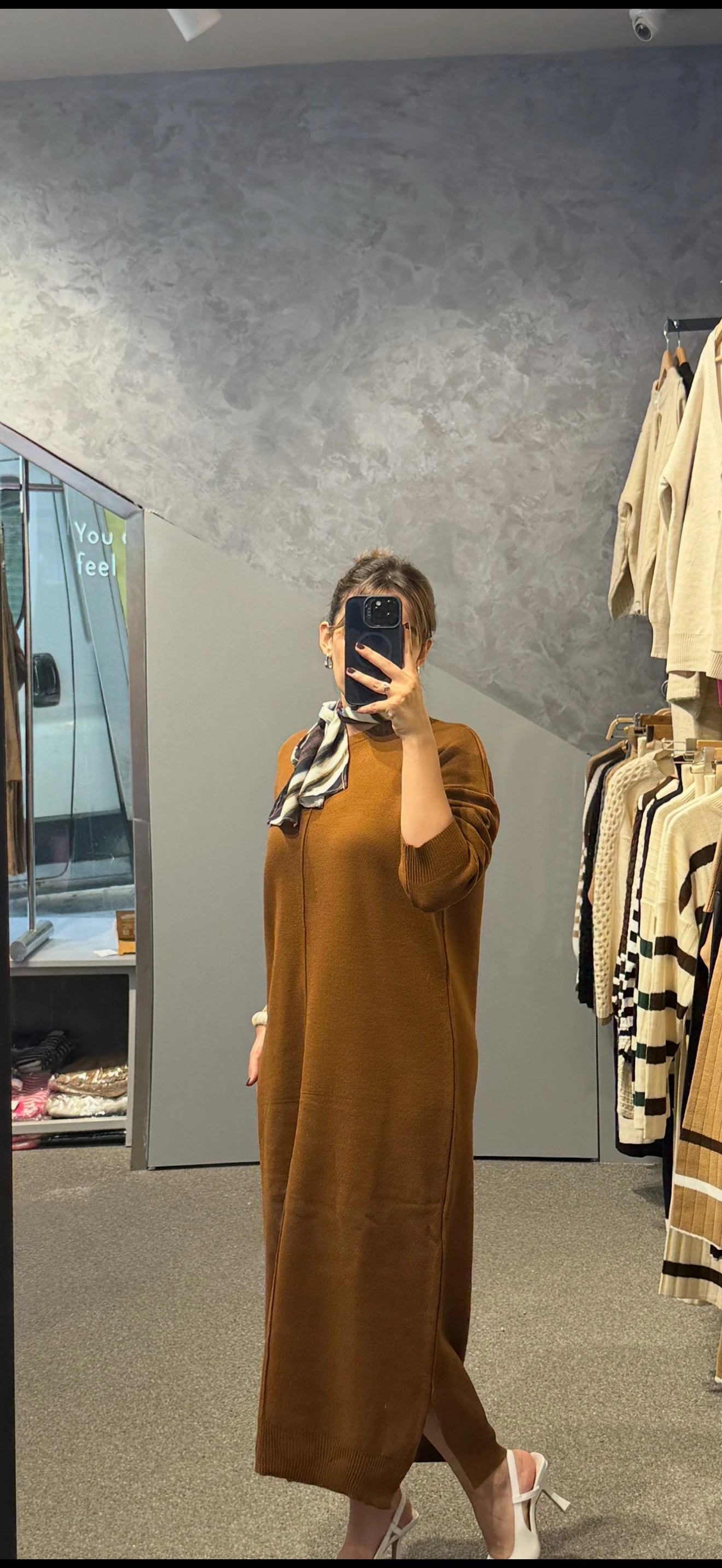 ÖRGÜ DİKİŞLİ ELBİSE - Tütün