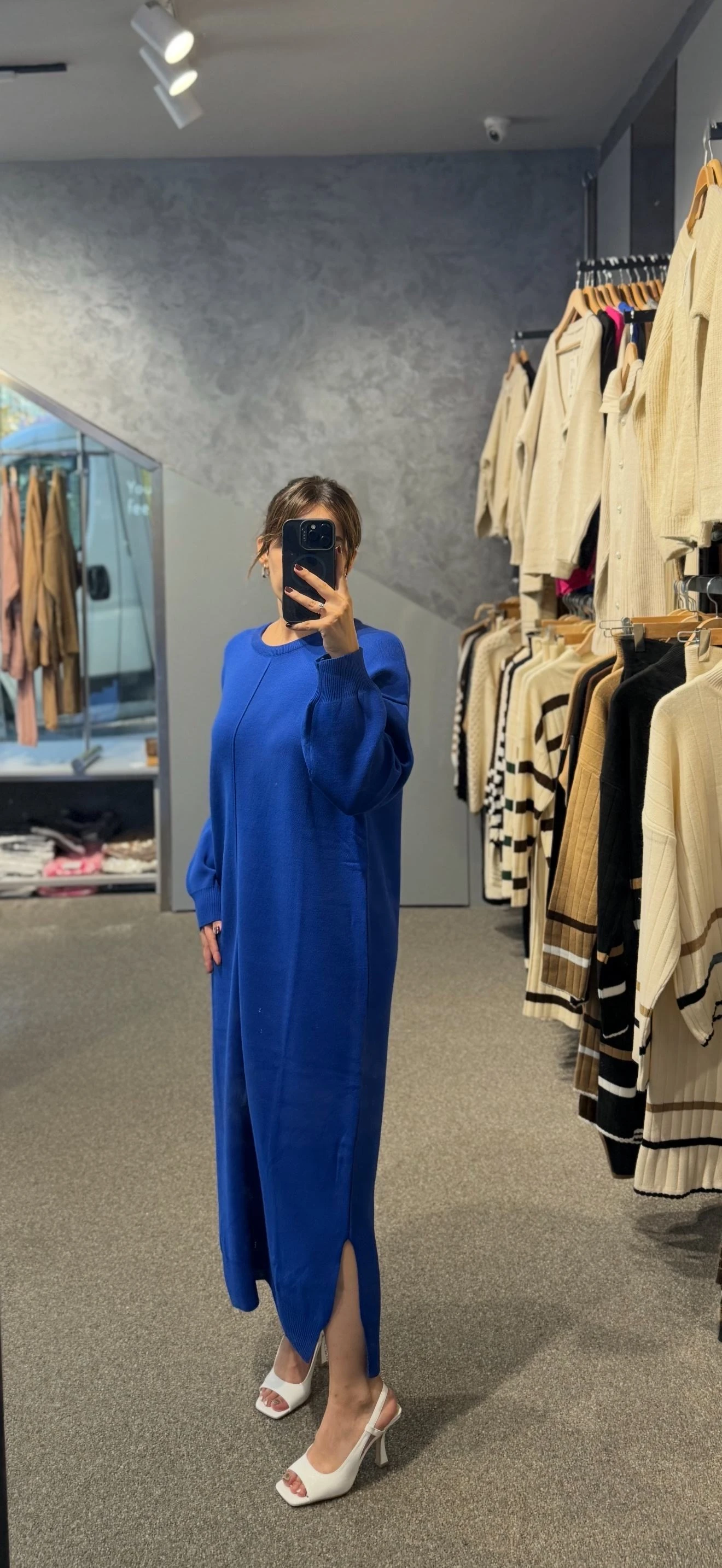 ÖRGÜ DİKİŞLİ ELBİSE - Saks