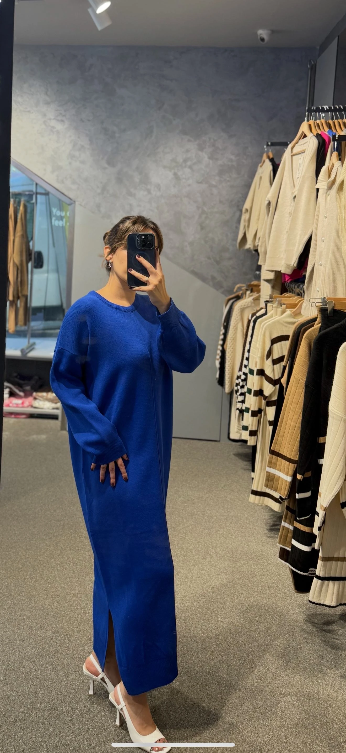 ÖRGÜ DİKİŞLİ ELBİSE - Saks