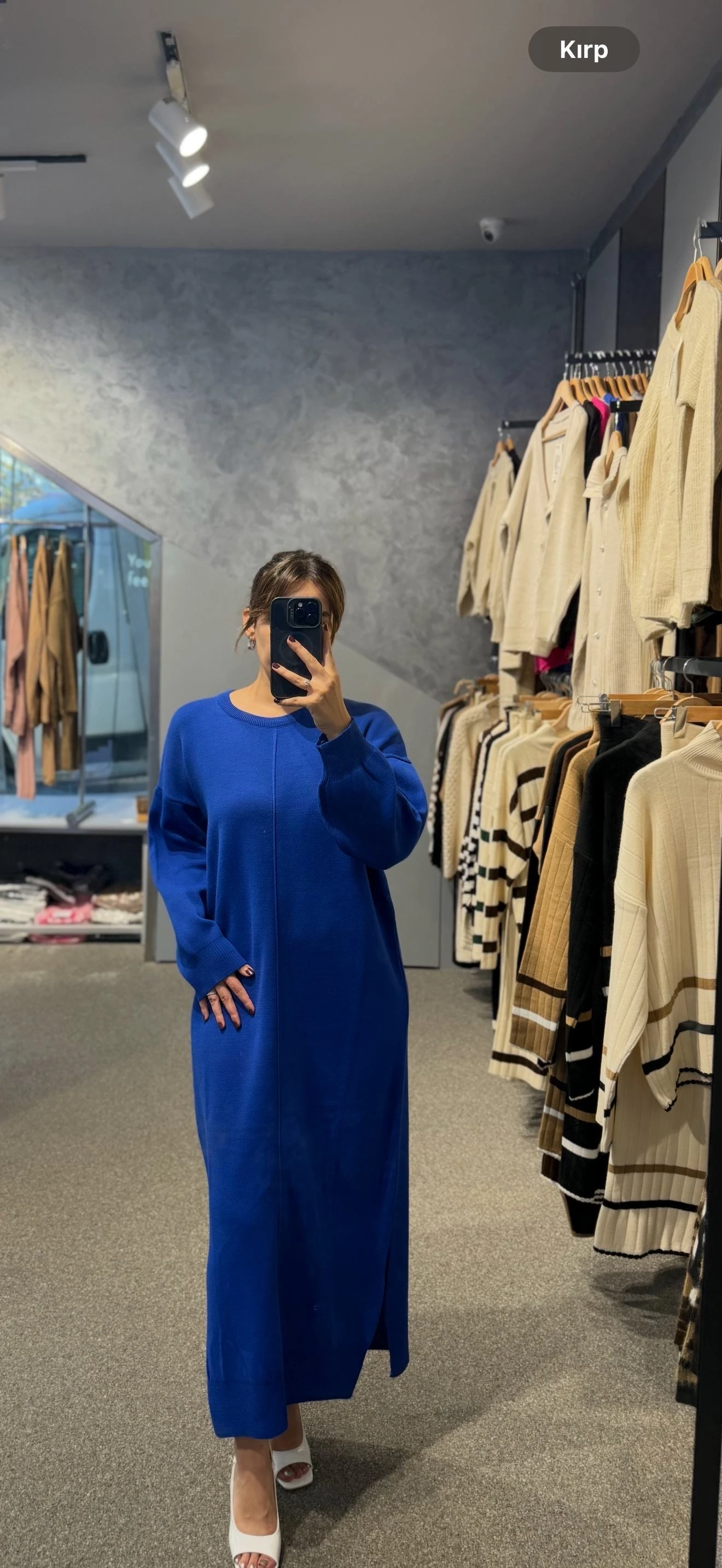 ÖRGÜ DİKİŞLİ ELBİSE - Saks