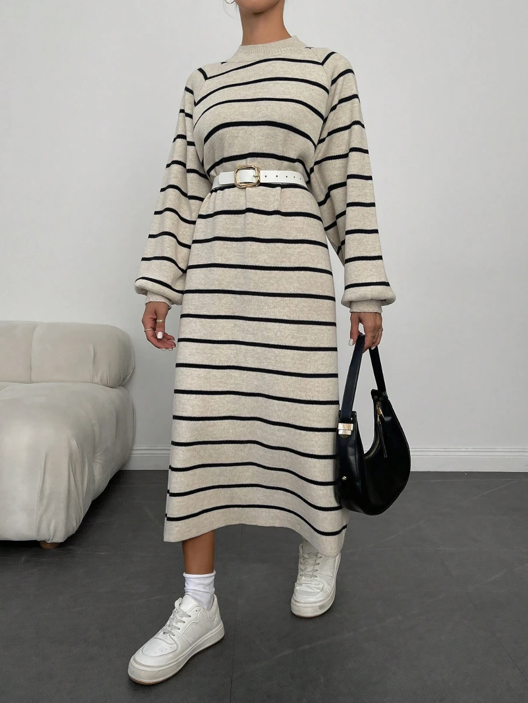 ÇİZGİLİ PİKE ELBİSE