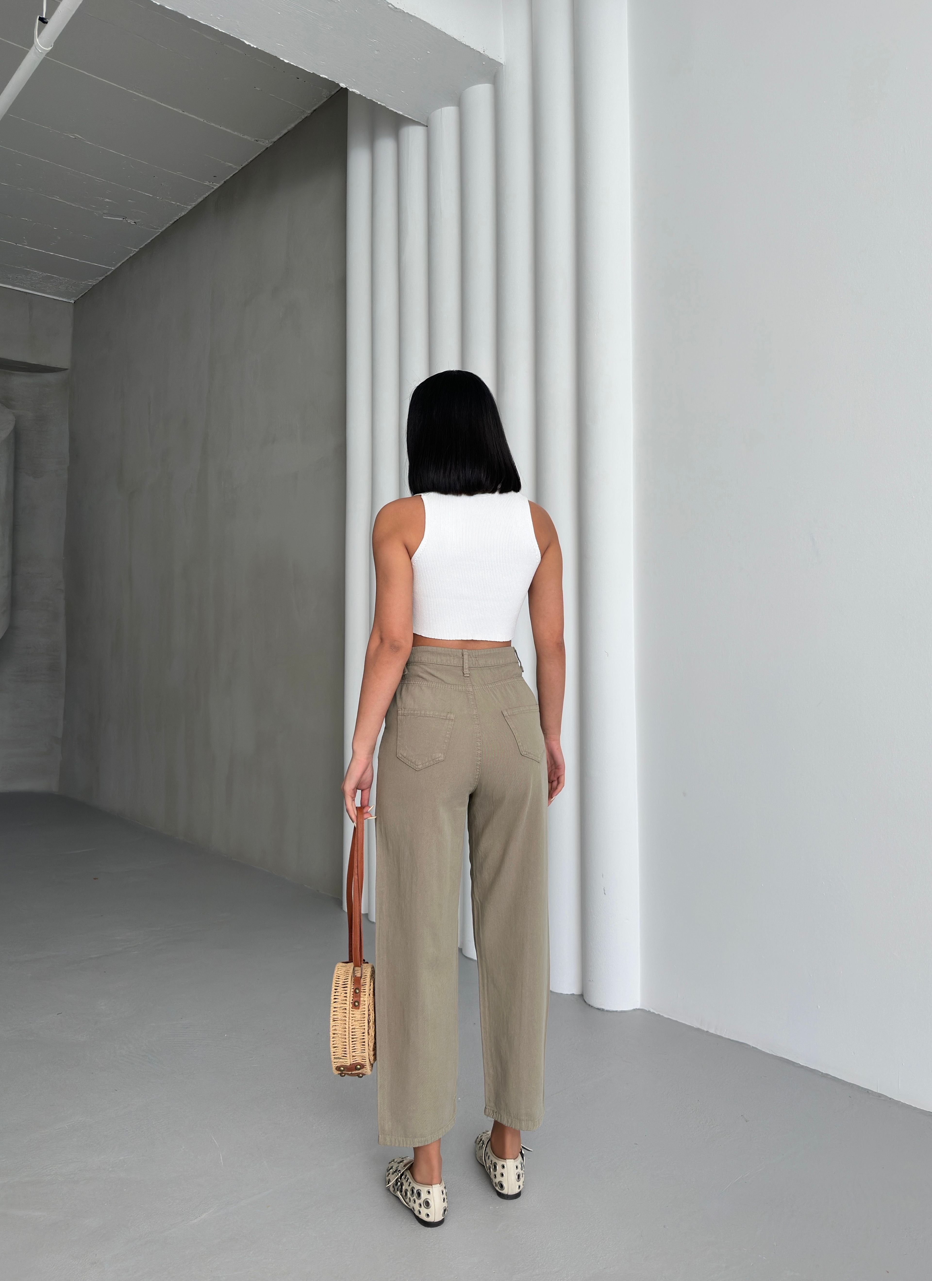 DETAYLI GABARDİN PANTOLON - Haki
