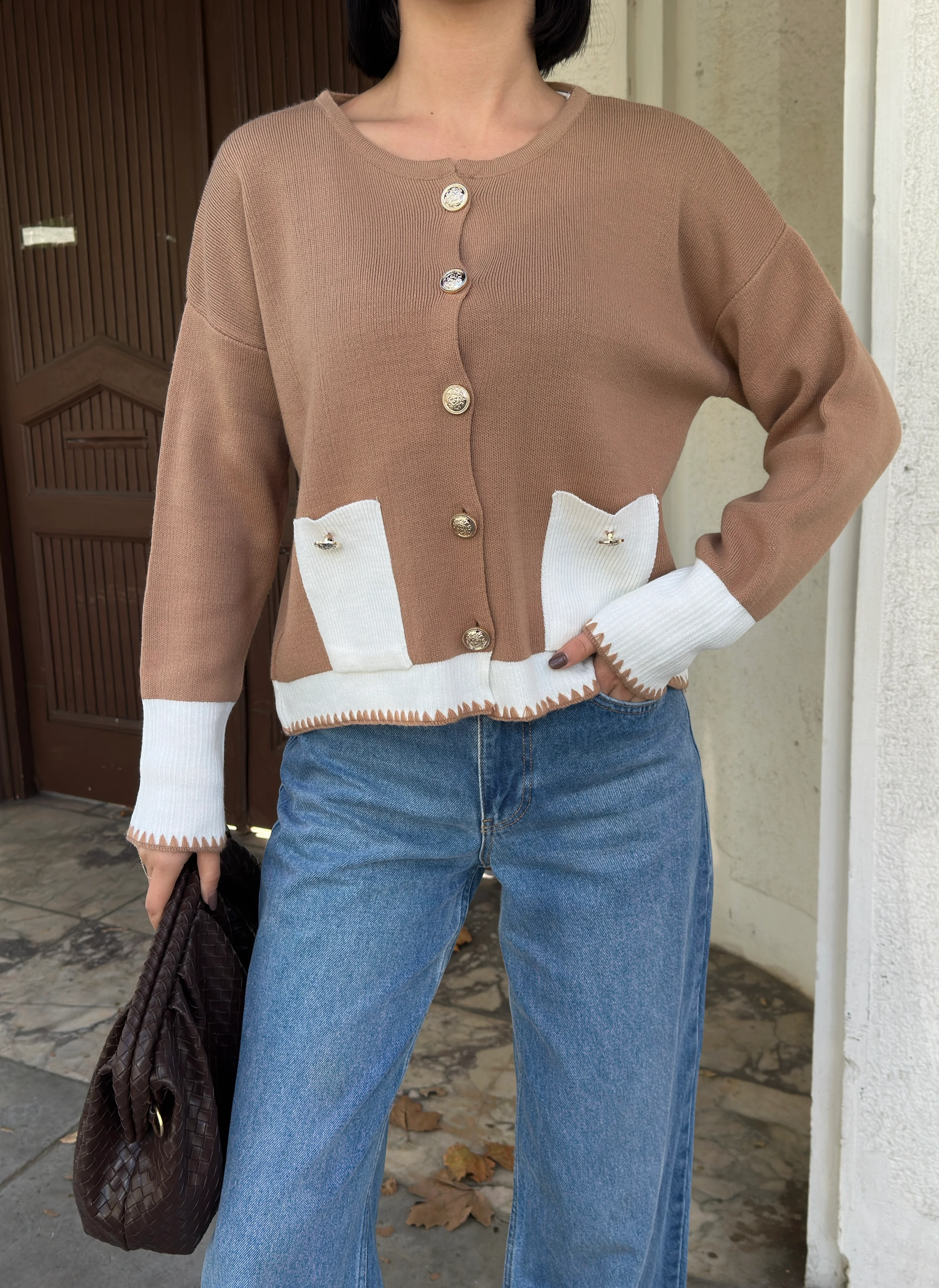 CEPLİ ZİKZAKLI HIRKA - Karamel