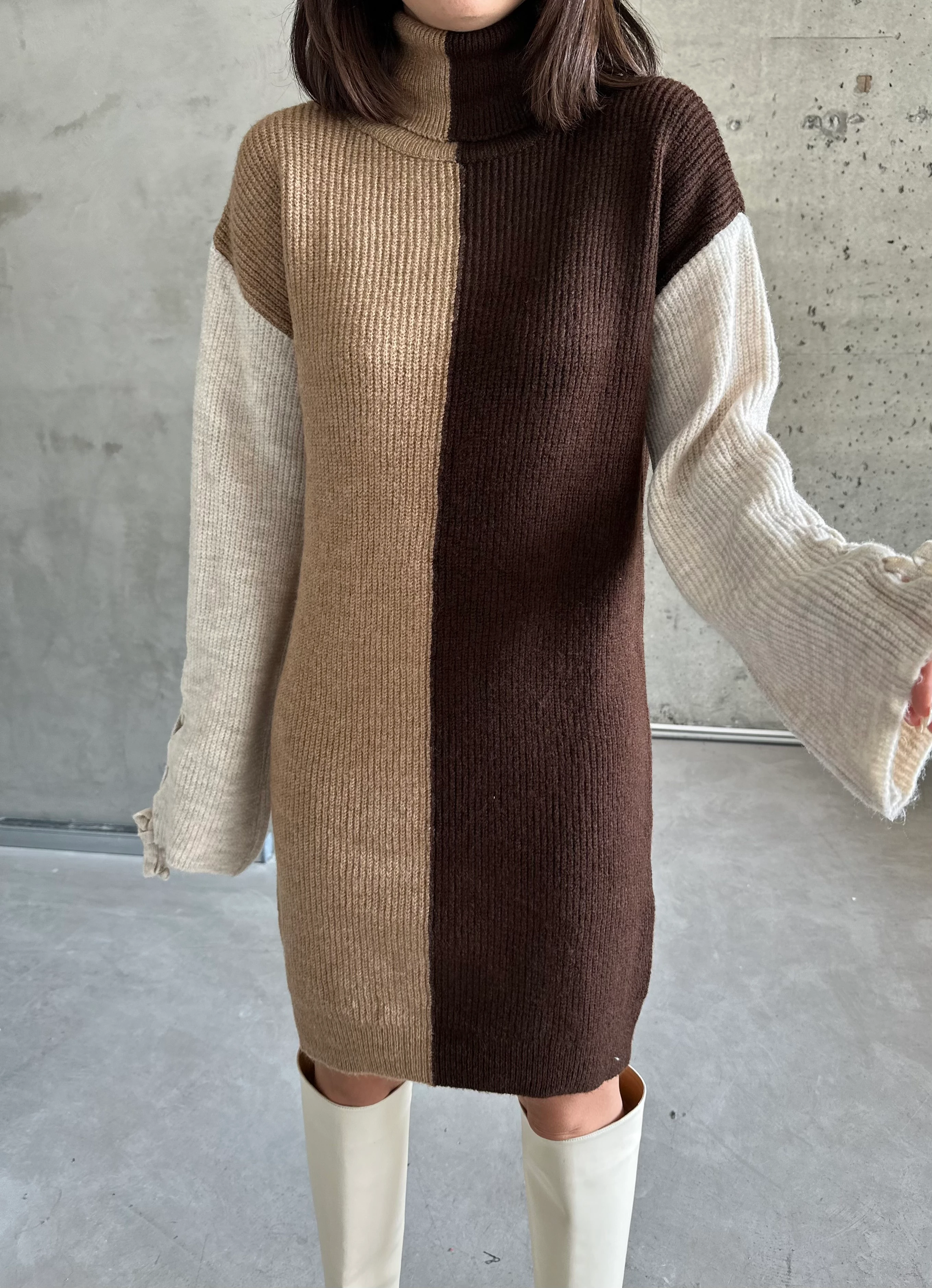 ÇİFT RENK ŞARDONLU ELBİSE