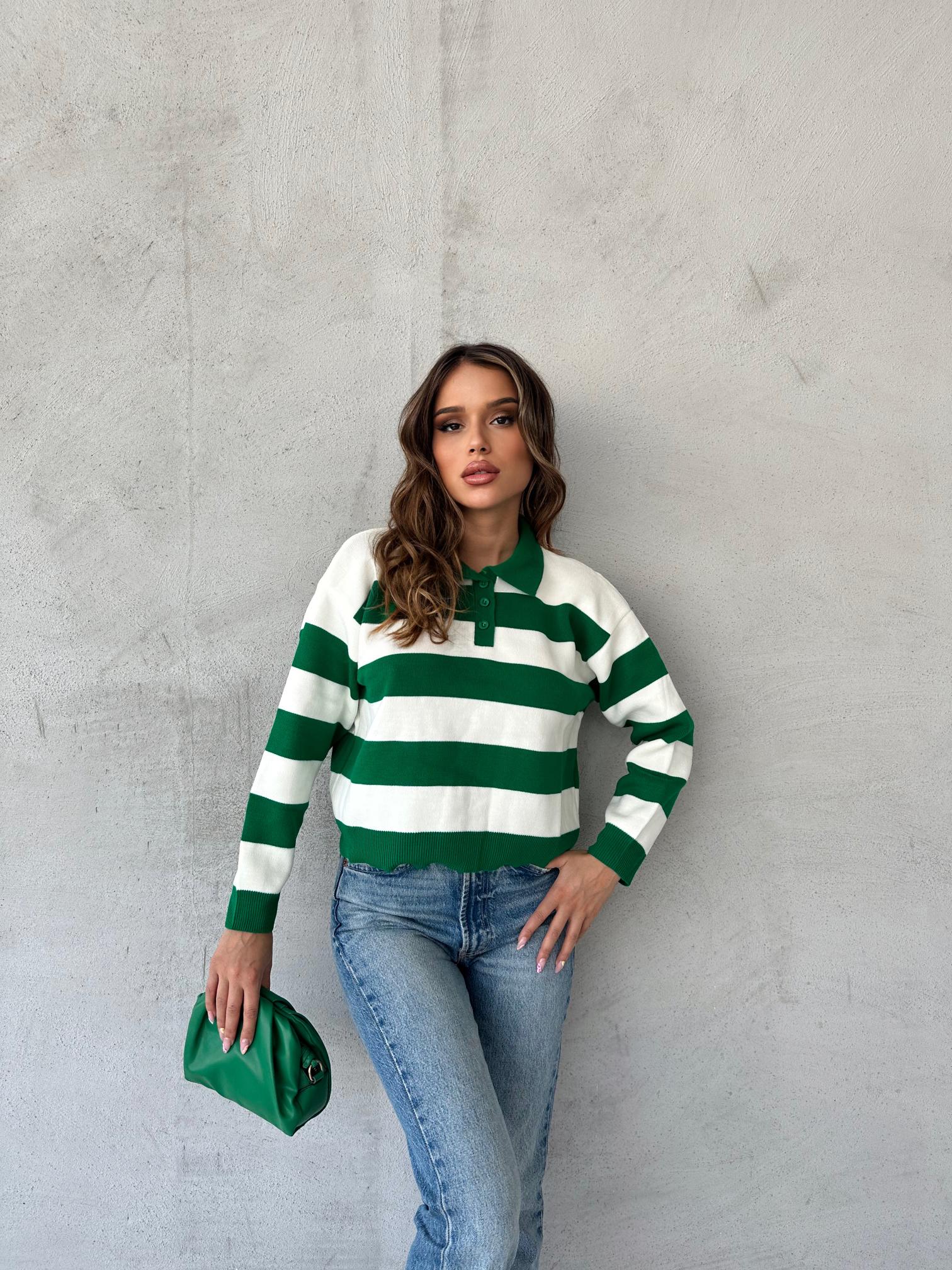 POLO YAKA ÇİZGİLİ KAZAK